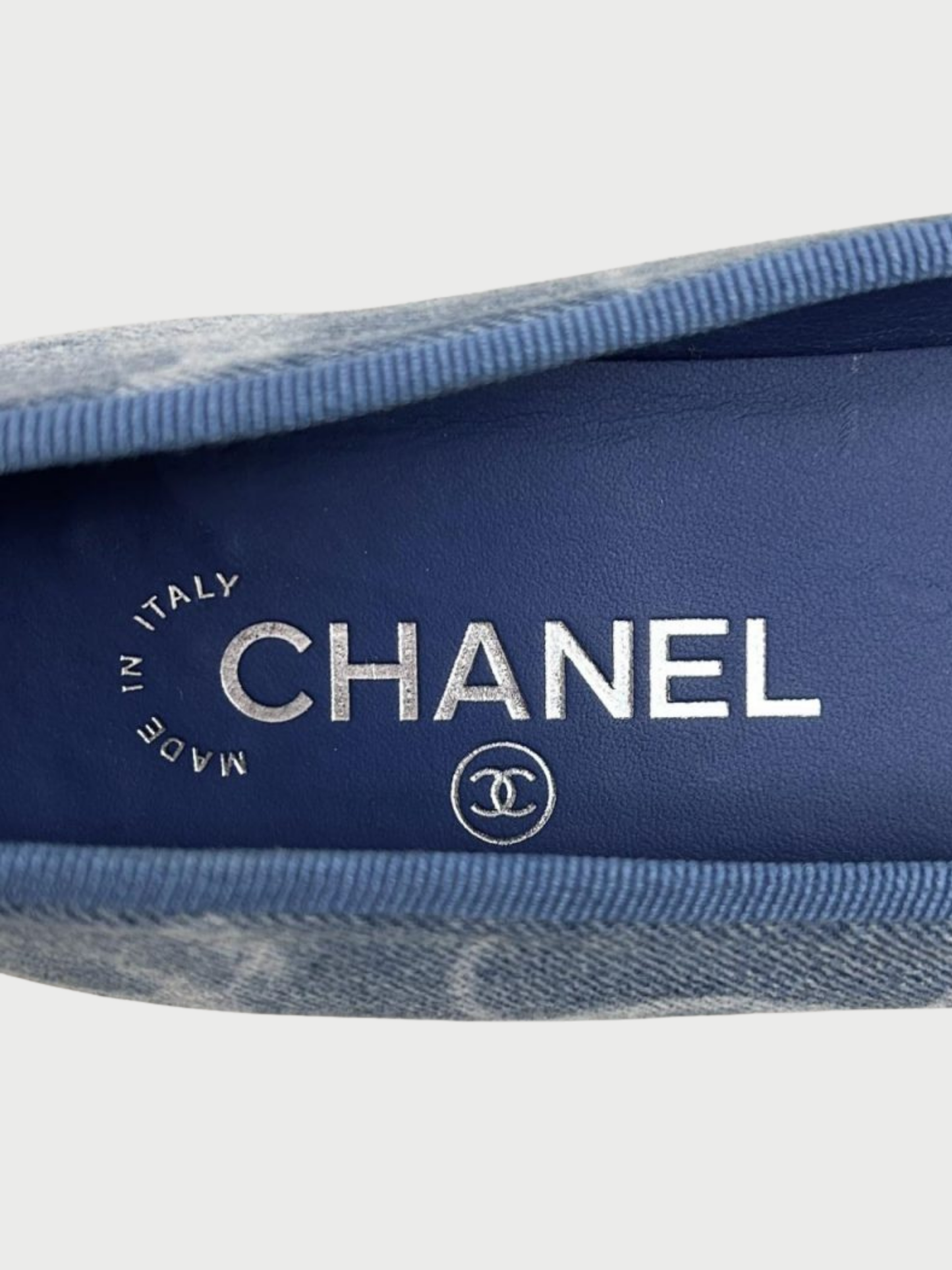 Chanel 2020s Blue Denim CC Logo Ballet Flats