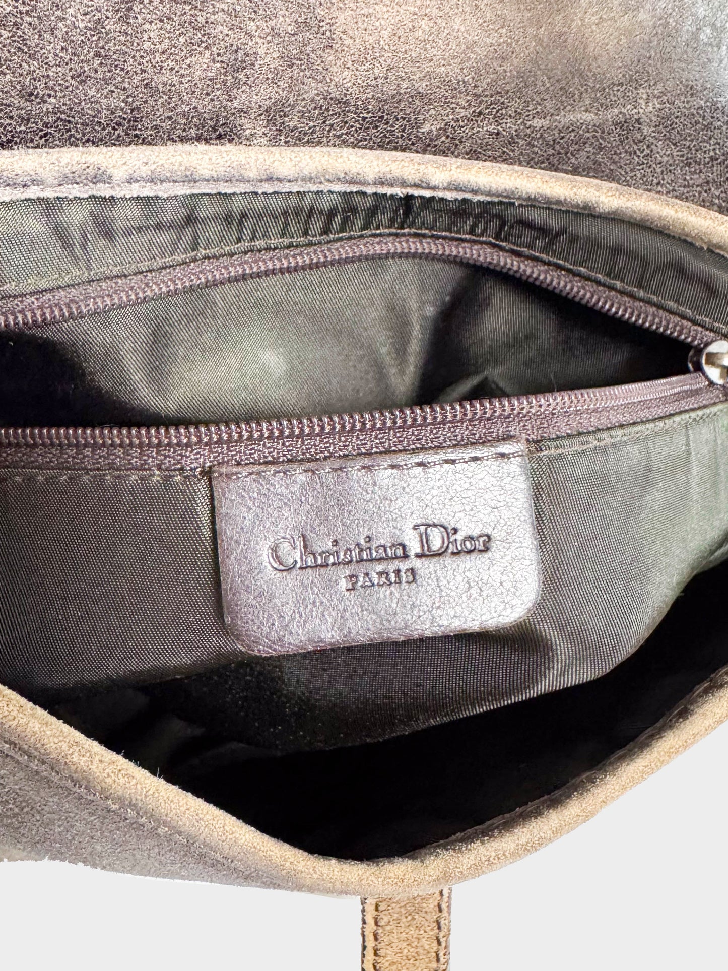 Christian Dior 2001 Aged Brown Suede Saddle Bag