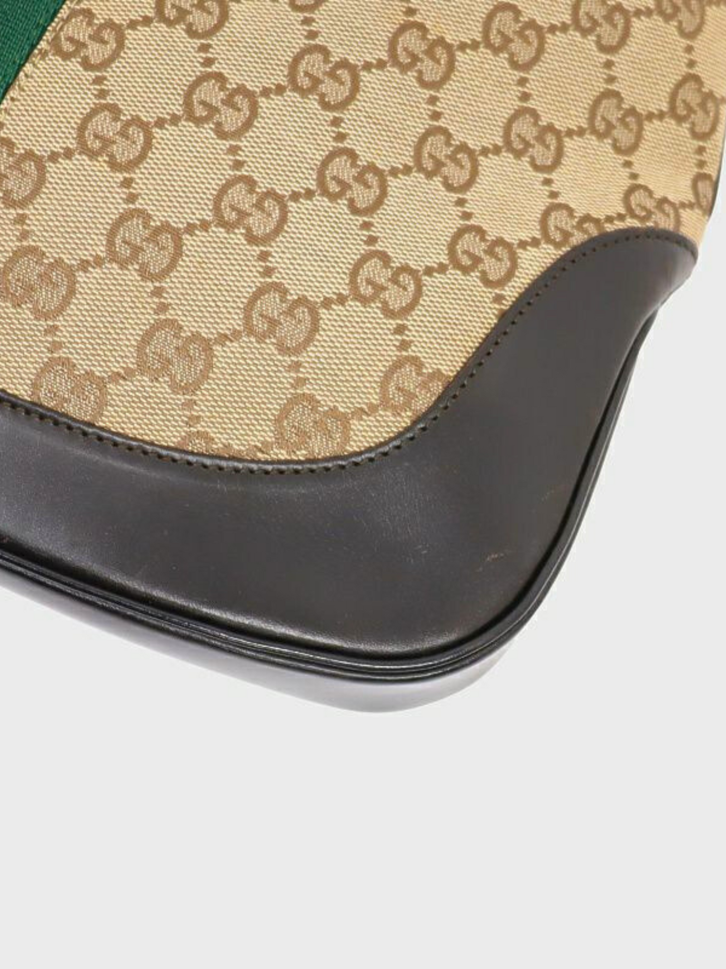 Gucci 2000s Beige Brown Sherry Line GG Jackie Shoulder Bag