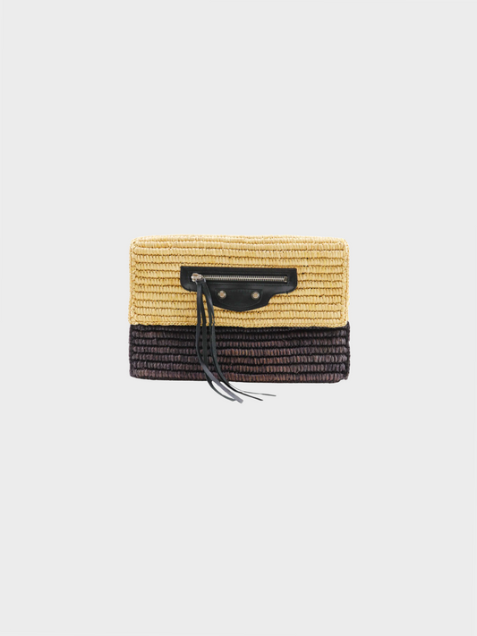 Balenciaga 2010s Beige Raffia Basket Clutch Bag