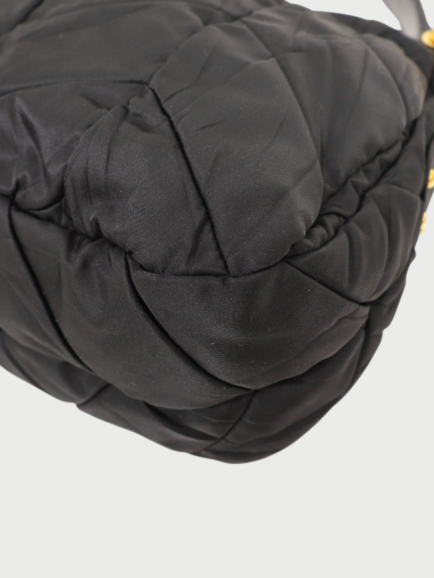 Prada 2000s Black Nylon Leather Logo Hardware One Shoulder Bag