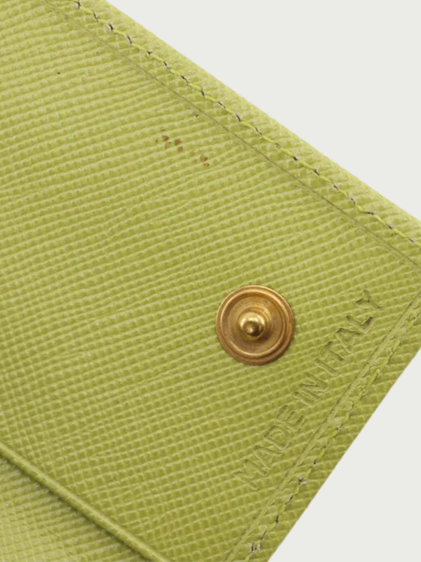Prada SS 2020 Green Saffiano Leather Triangle Logo Key Case