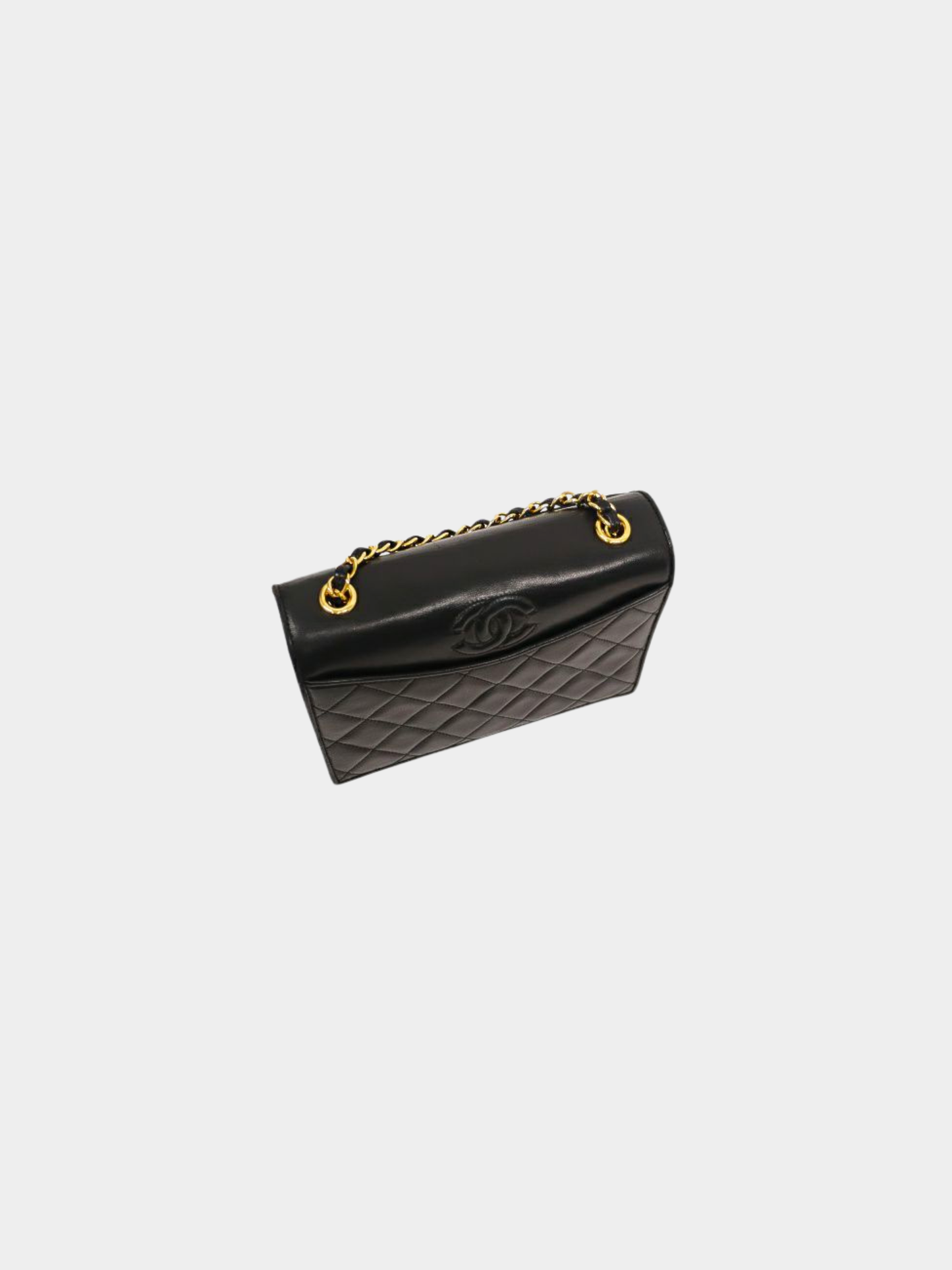 Chanel 1990–1991 Black Lambskin Matelassé Chain Shoulder Bag