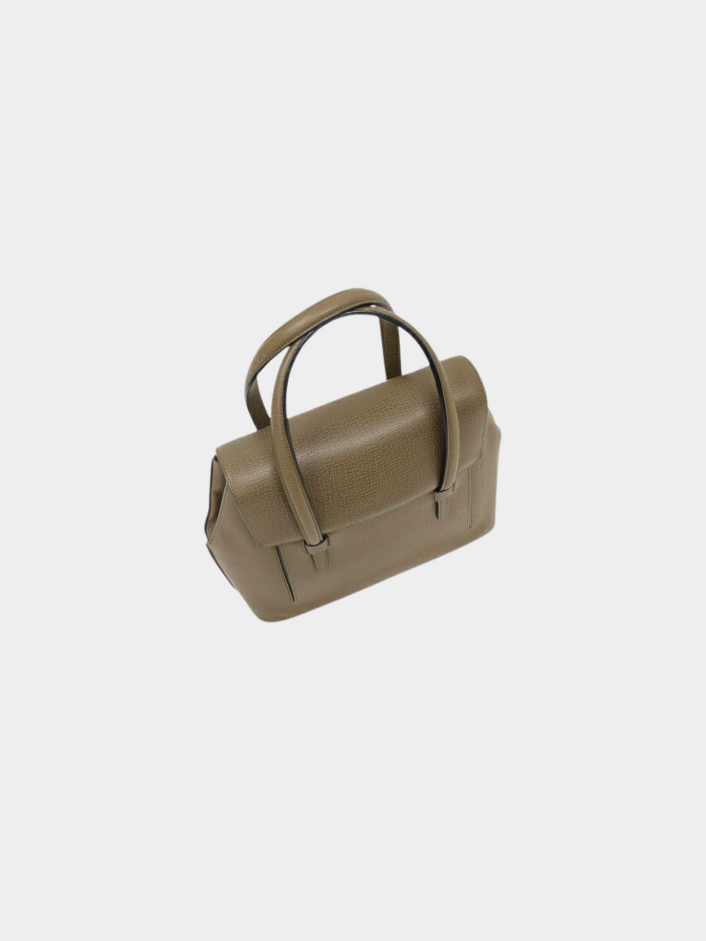 Loewe 1990s Khaki Shrink Leather Logo-Stamped Handbag