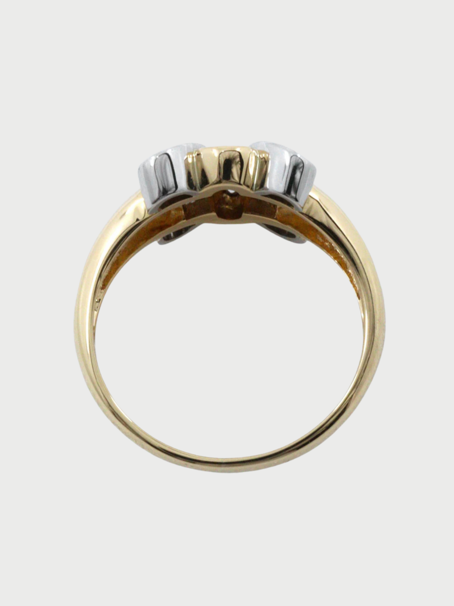 Celine 2000s Gold Platinum Diamond Macadam Ring