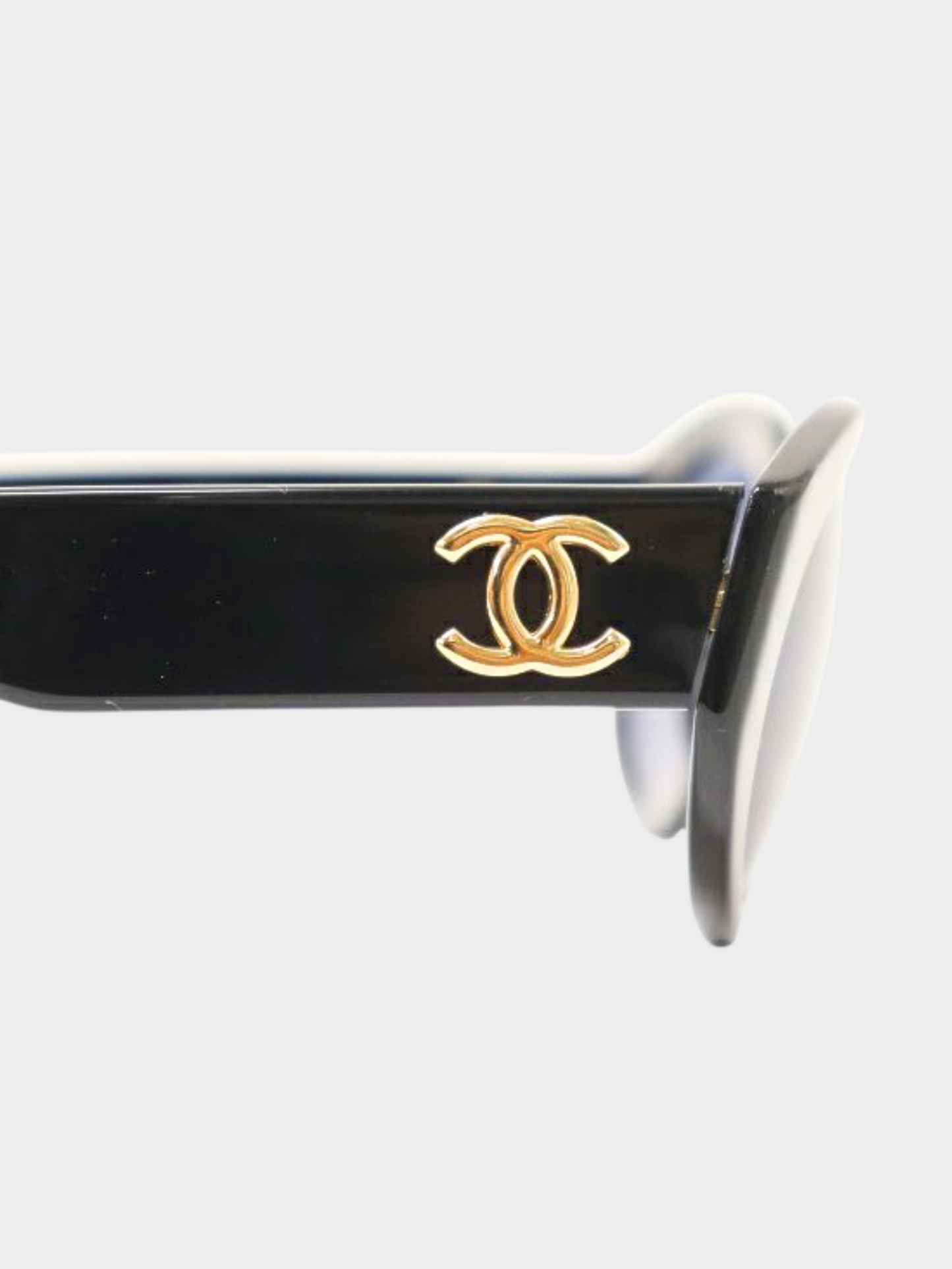 Chanel 2010s Black Coco Oval Sunglasses
