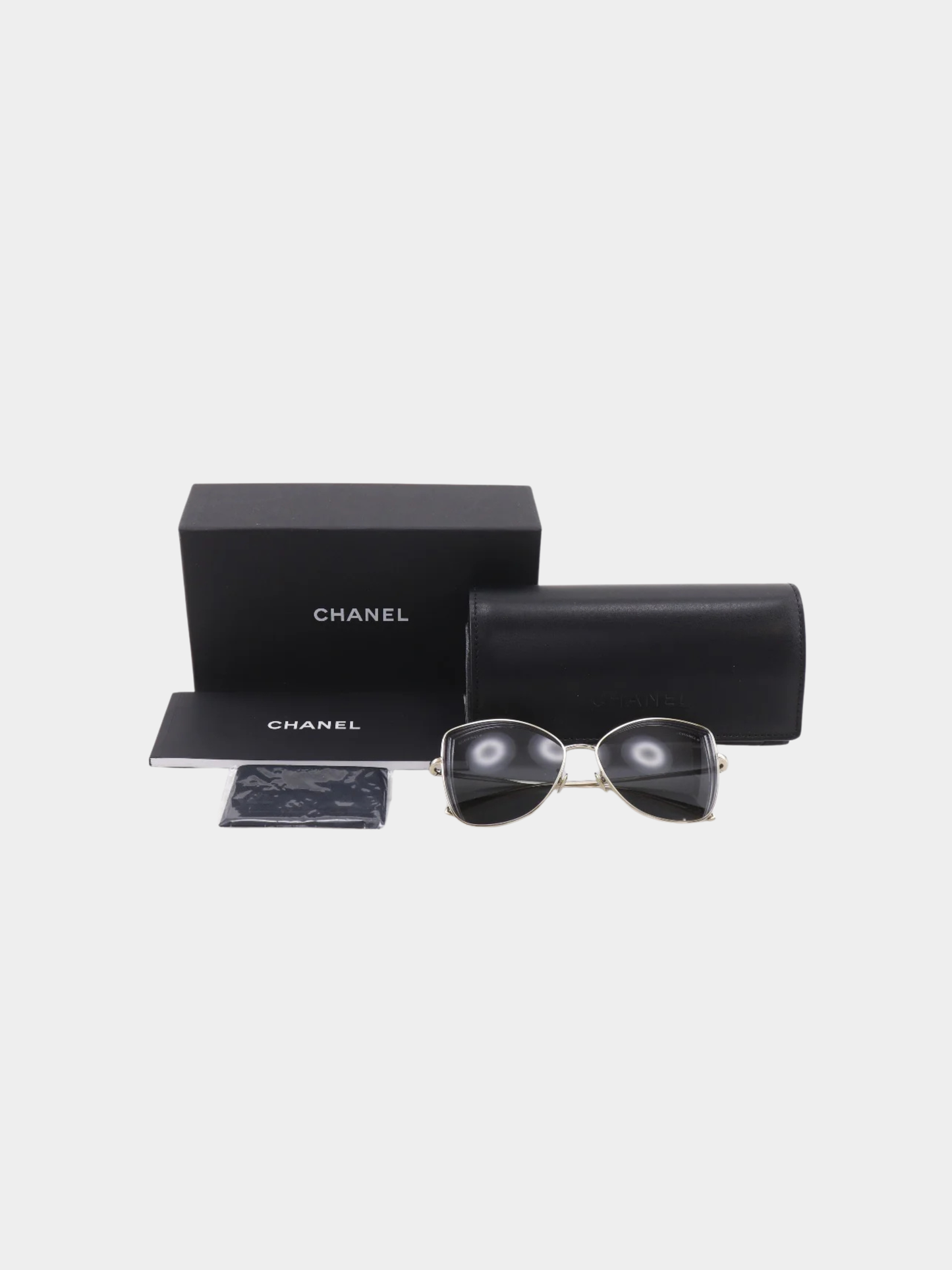 Chanel 2000s Silver Metal Teardrop Sunglasses