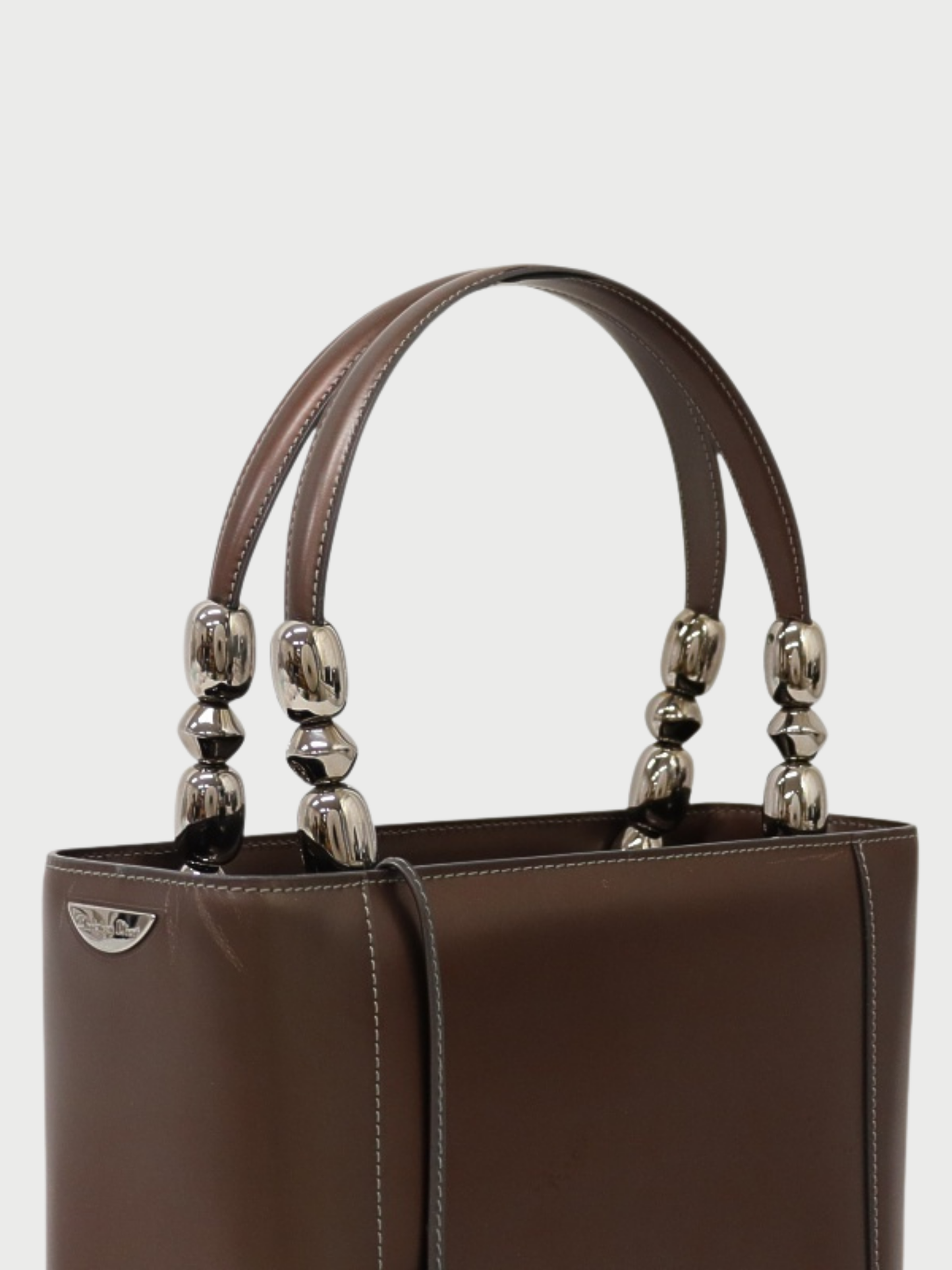 Christian Dior 2000s Brown Leather Malice Pearl 2Way Bag