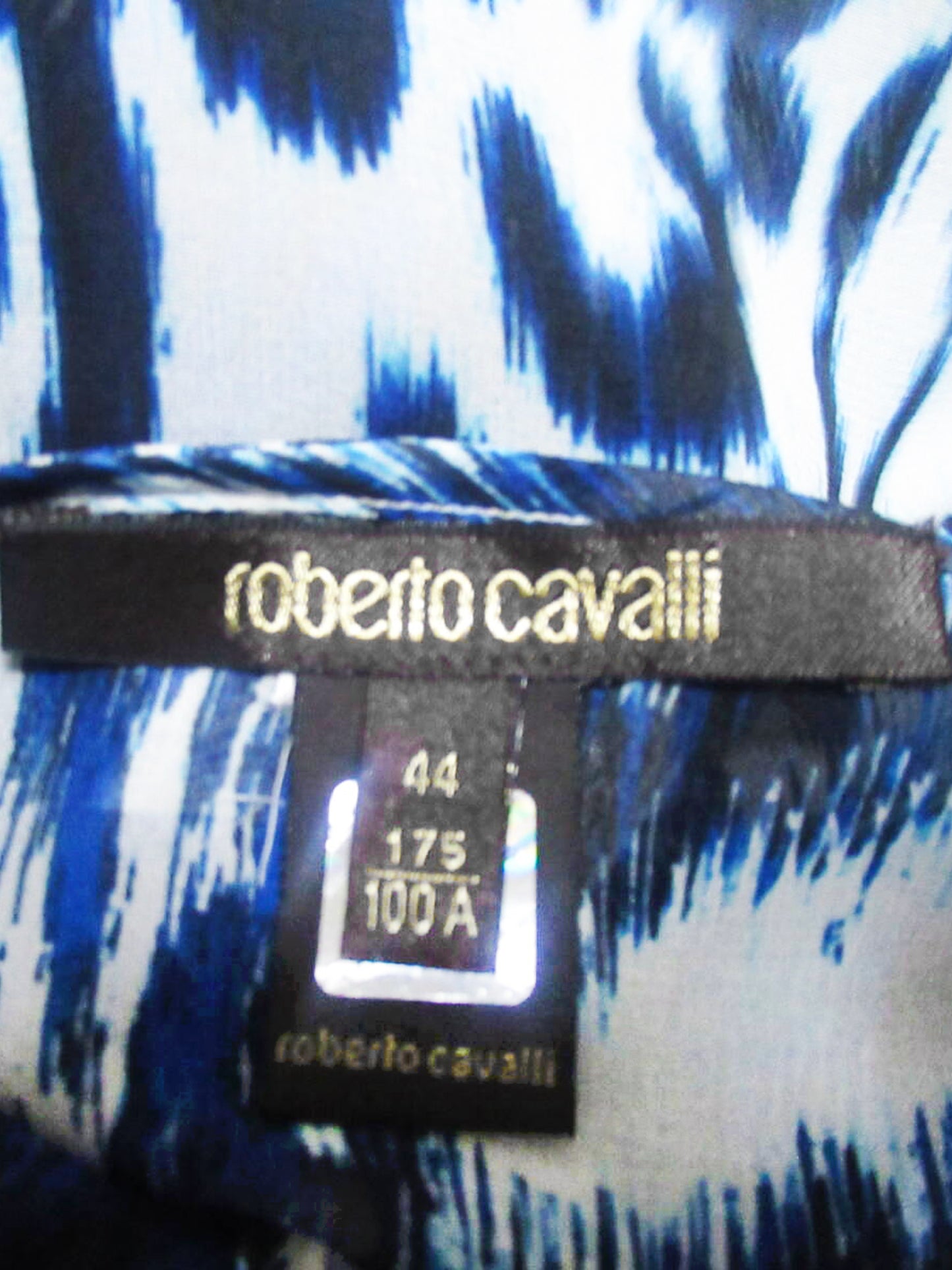 Roberto Cavalli 2010s Blue and White Animal Print Silk Poncho