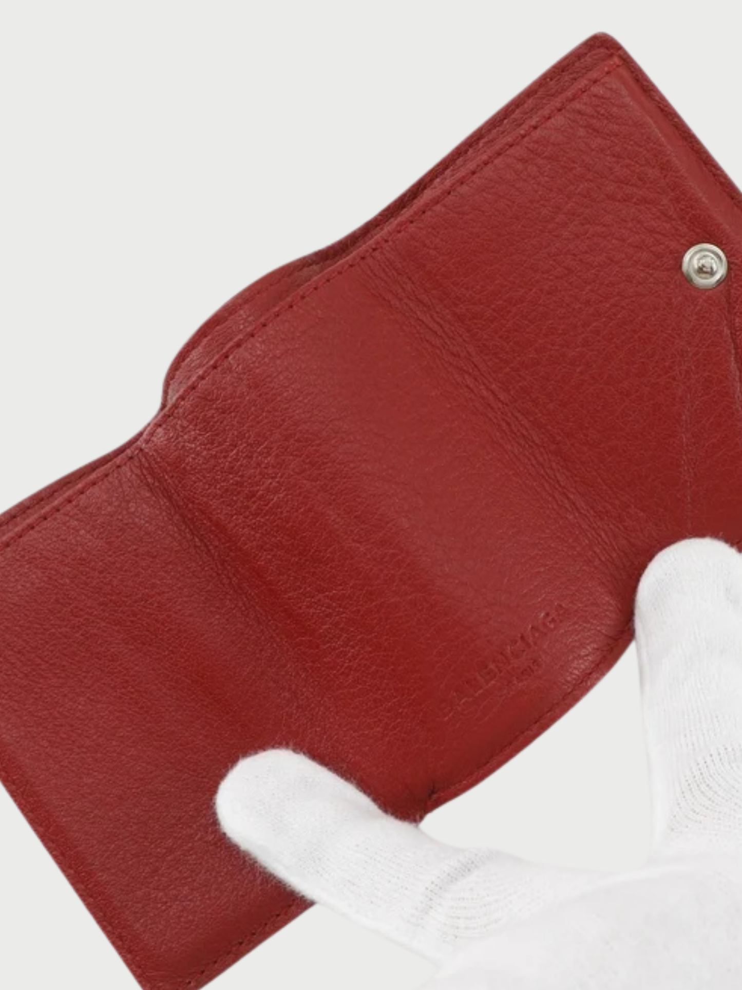 Balenciaga 2020s Red Calfskin Paper Mini Trifold Wallet