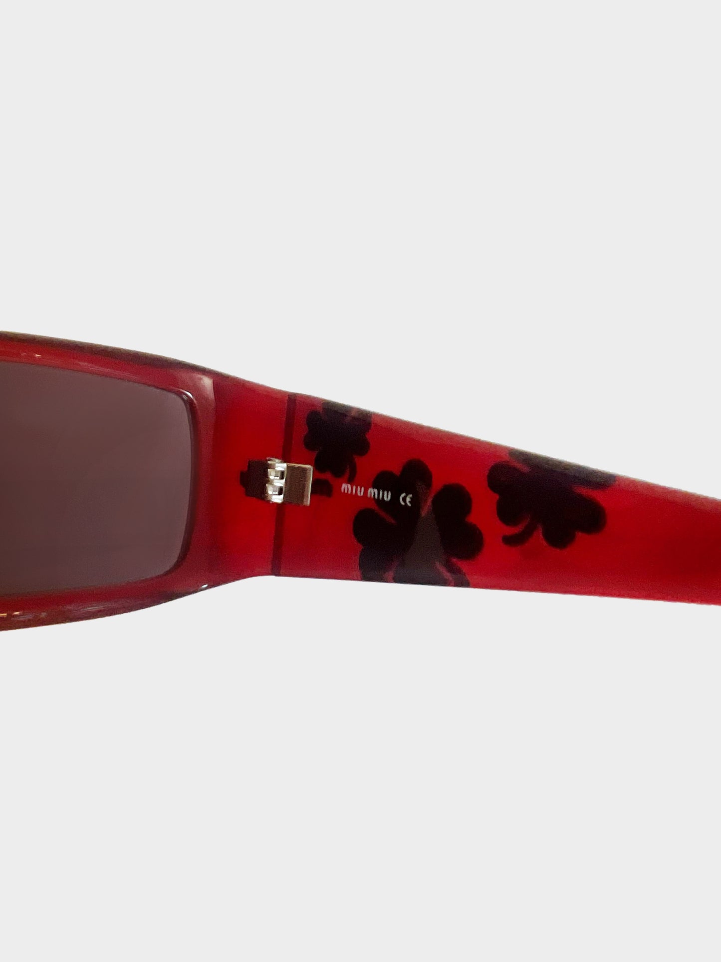 Miu Miu 2000s Burgundy Mirror Clover Motif Sunglasses