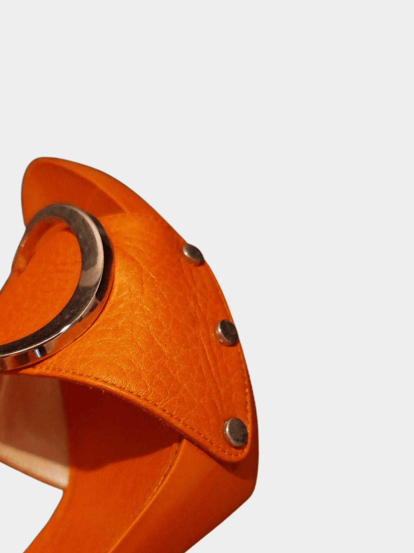 Christian Dior by John Galliano Early 2000s Orange Leather CD Logo Heels