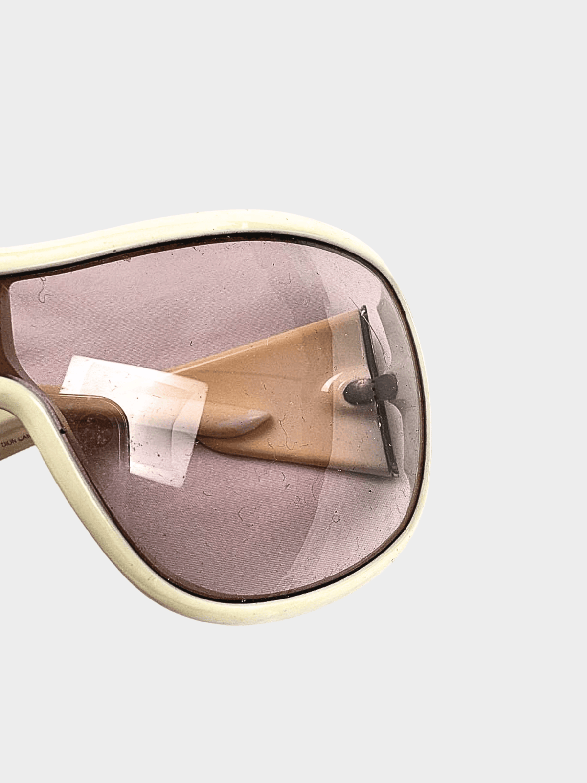 Christian Dior 2000s Cream Cannage Logo Rectangle Sunglasses
