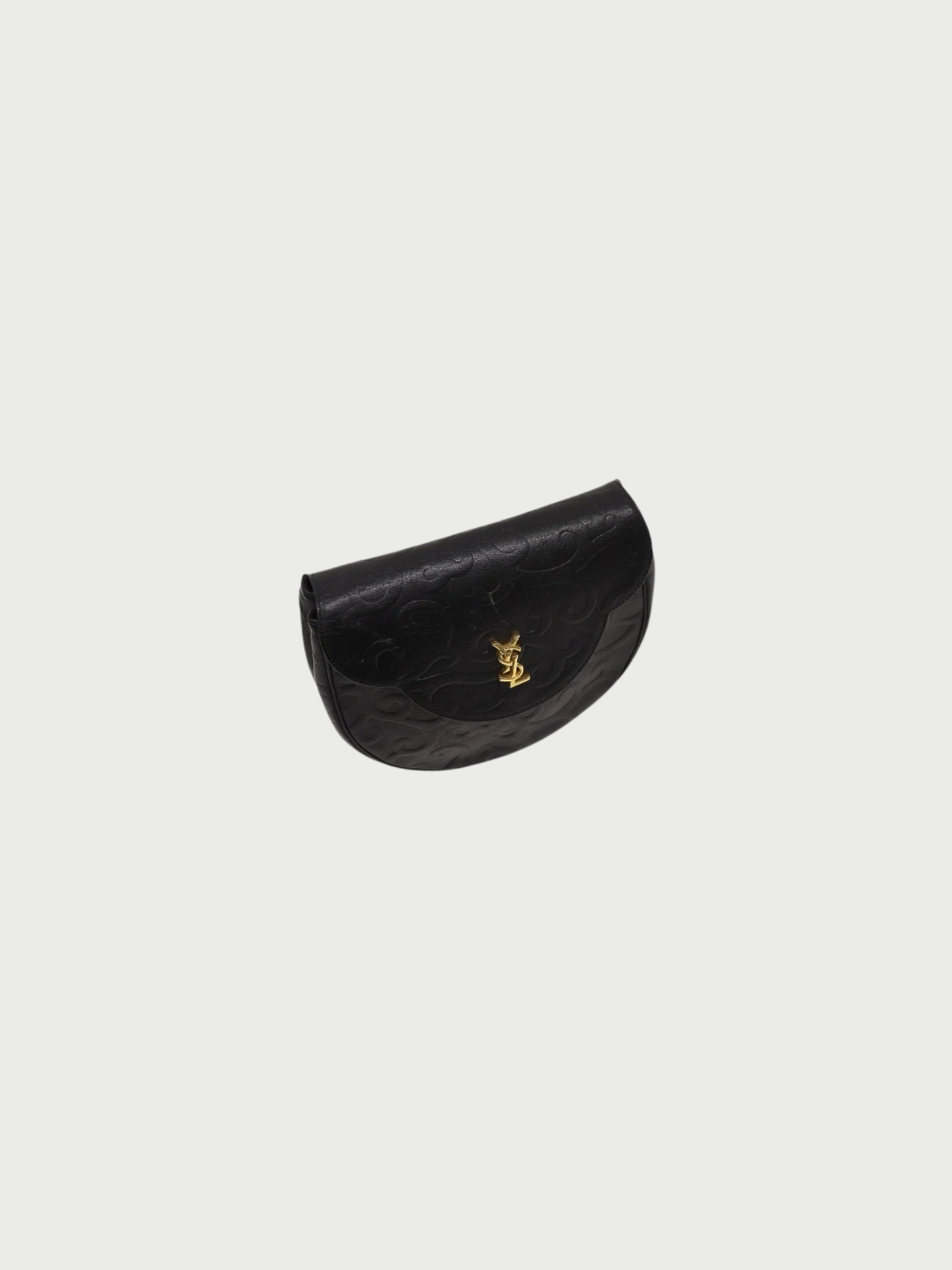 Yves Saint Laurent 2000s Black Leather Logo Hardware Shoulder Bag
