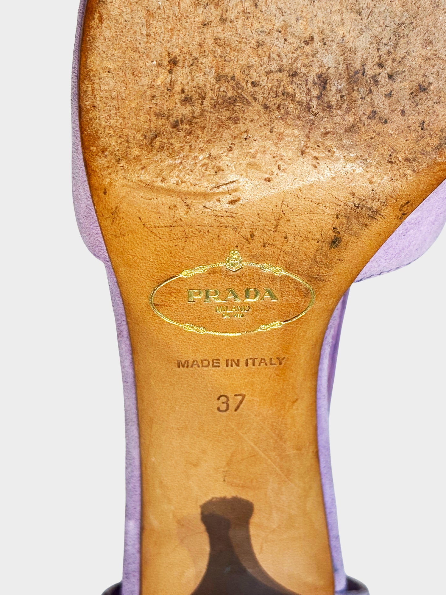 Prada 2000s Purple Suede Gathered-detail Heels