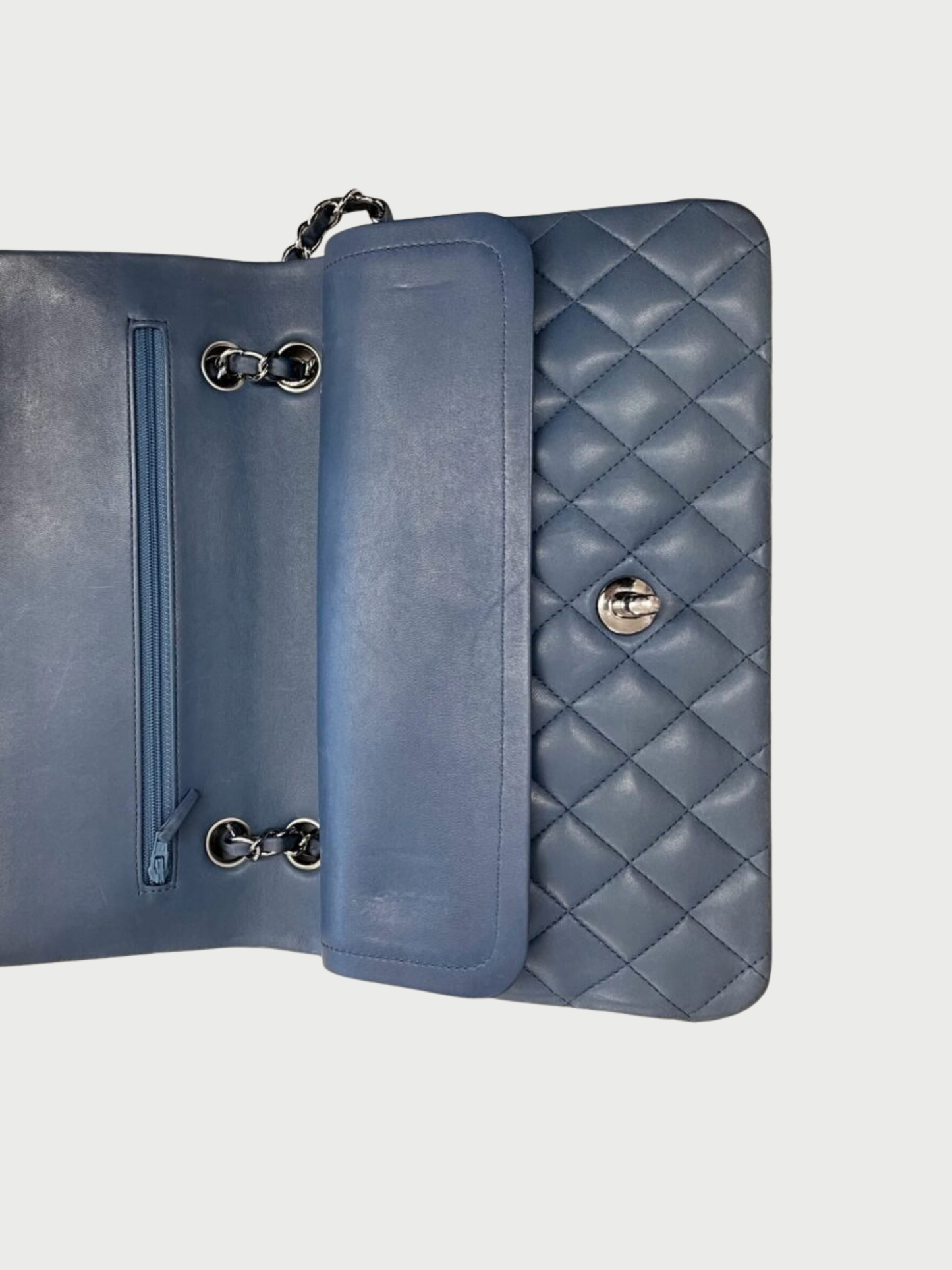 Chanel 2012 Livid Blue Leather Classic Flap Medium Bag