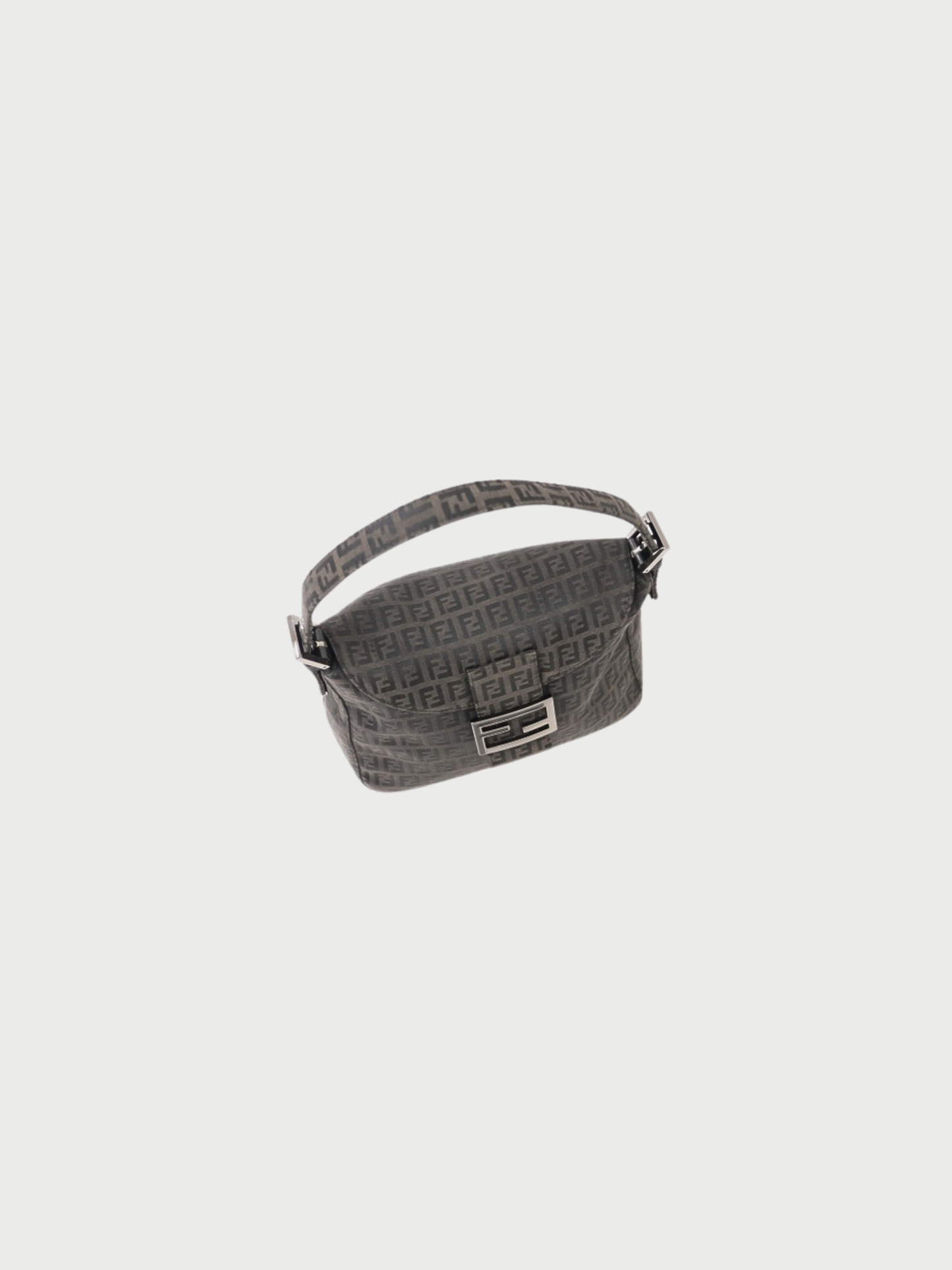 Fendi 2000s Black Zucchino Canvas Mamma Baguette Bag