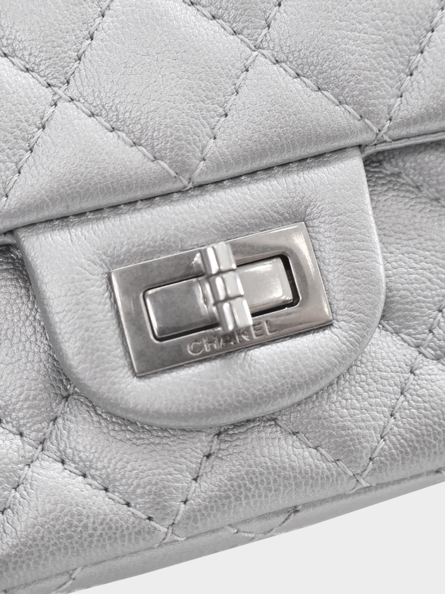 Chanel 2020s Silver Reissue 2.55 Calfskin Leather Mini Flap Bag