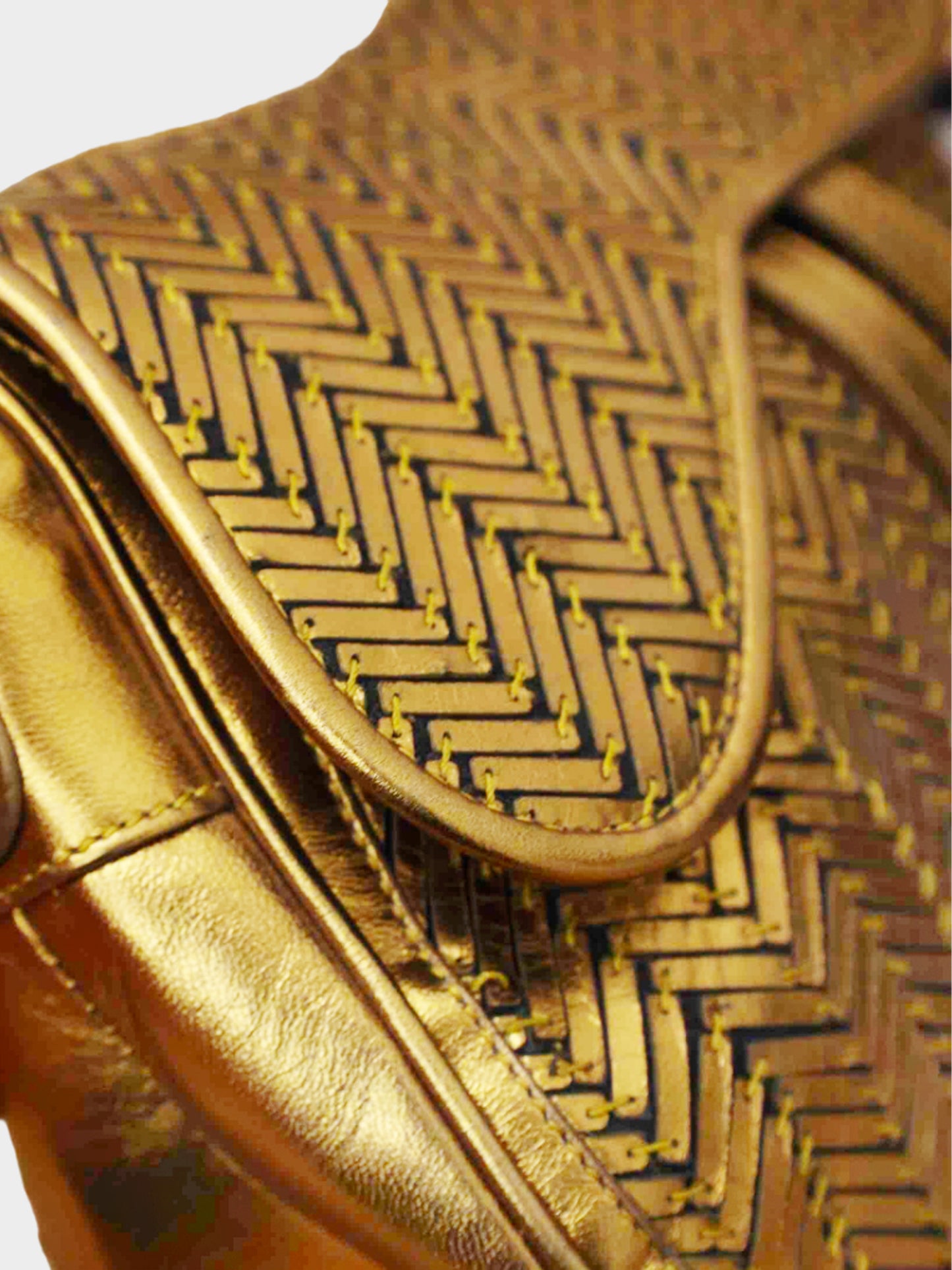 Christian Dior by John Galliano 2006 Limited Edition Egypt Metallic Gold Leather Saddle Bag