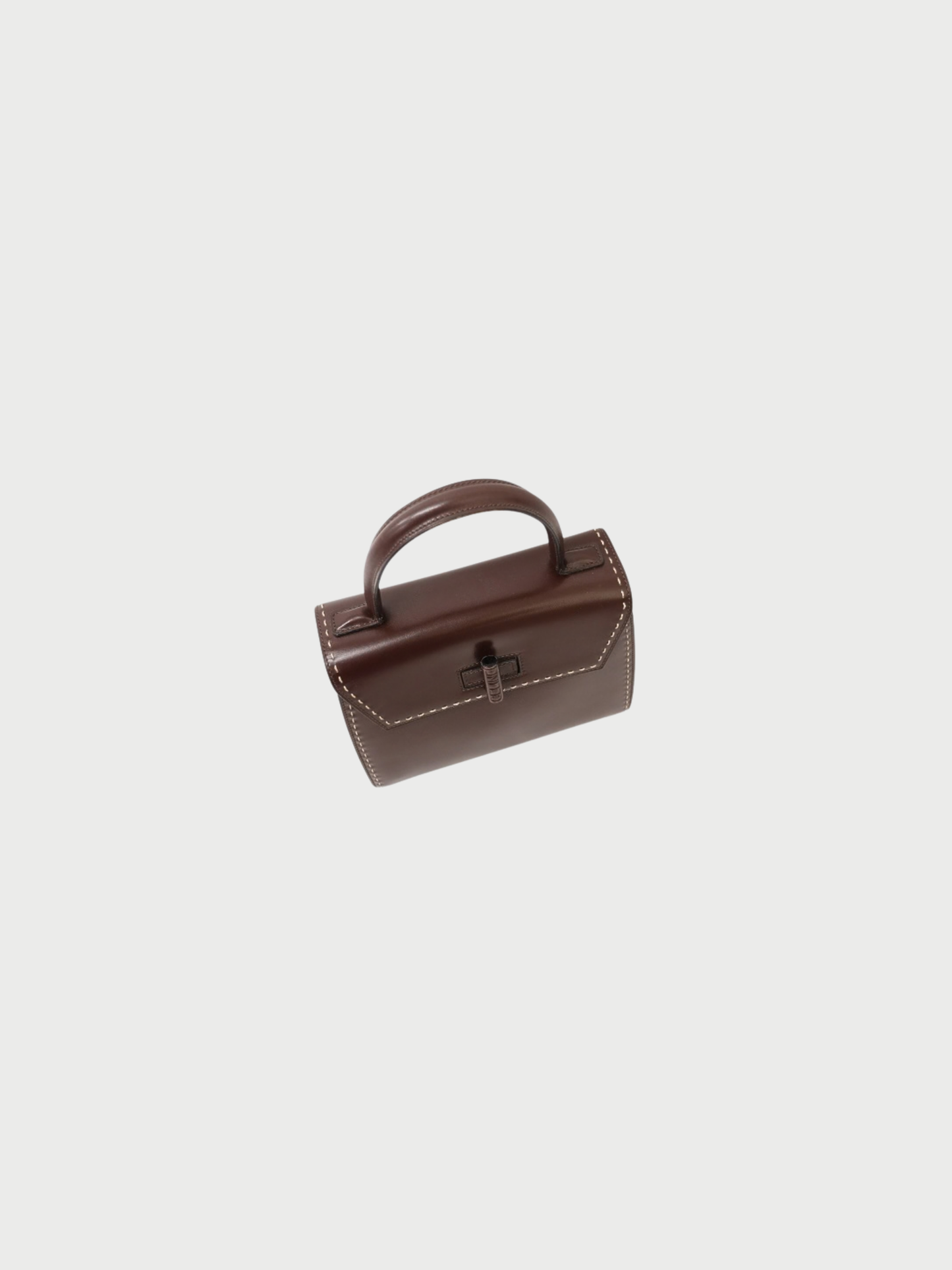 Celine 1990s Brown Leather Turn-Lock Stitch Handbag