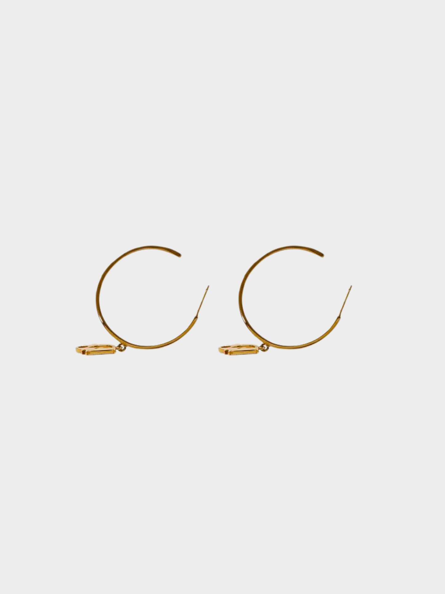 Christian Dior 2010s Gold Dior Rhinestone Logo Hoop Earrings