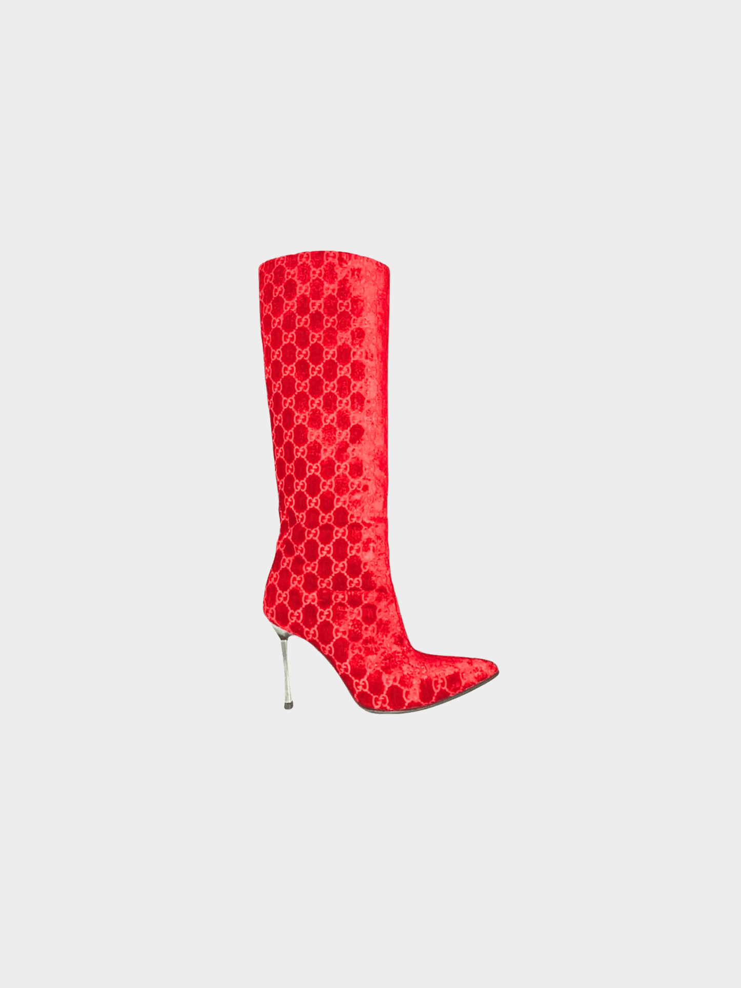 Gucci FW 1997 Runway Red Velvet GG Boots