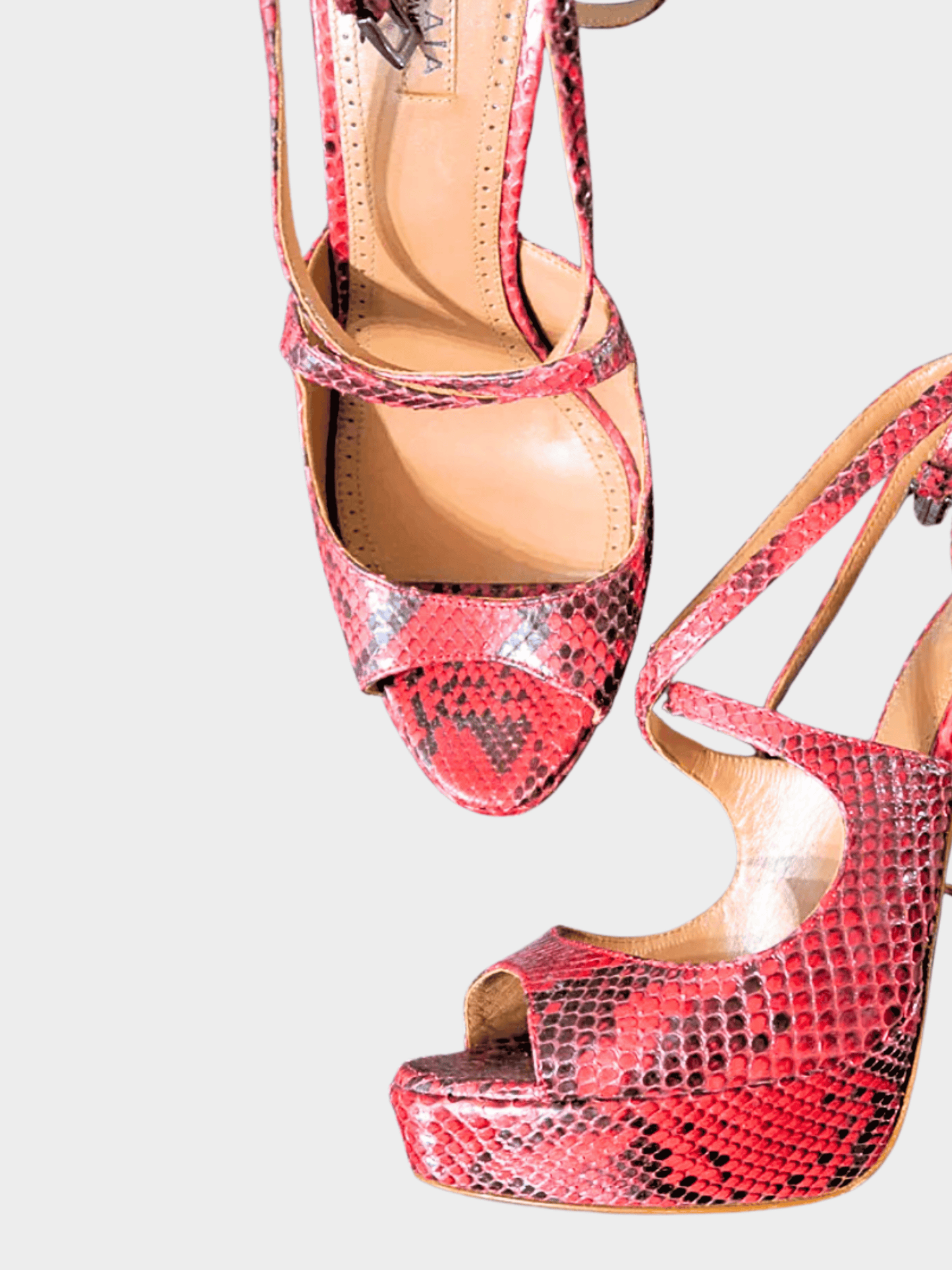 Alaïa 2010s Red Python Leather Platform Pumps