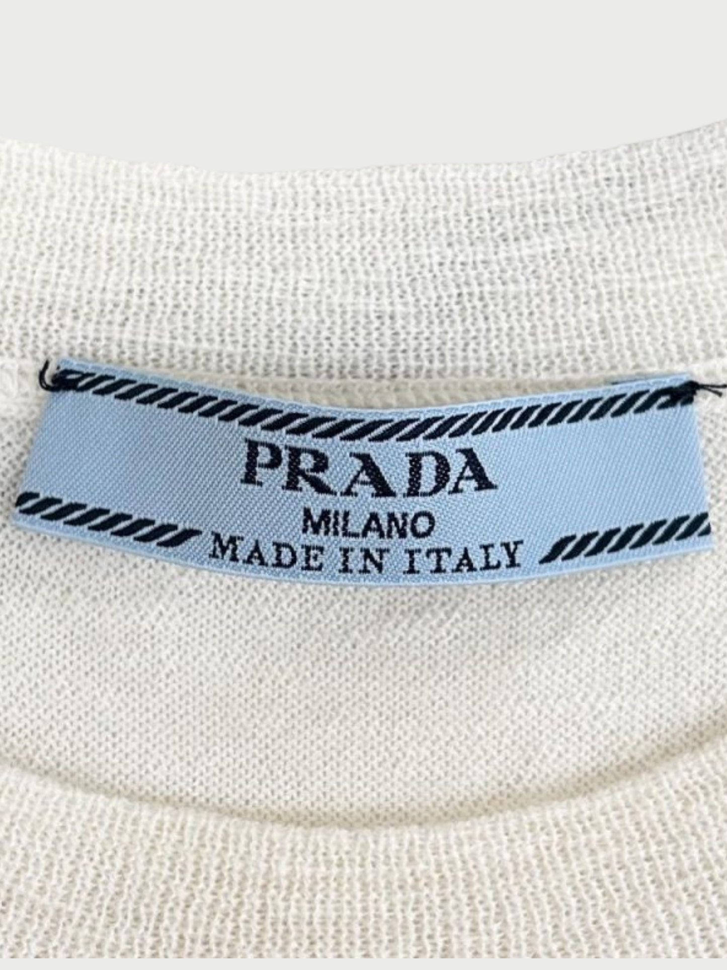 Prada 2020s White Cream Cashmere Intarsia Knit T-Shirt