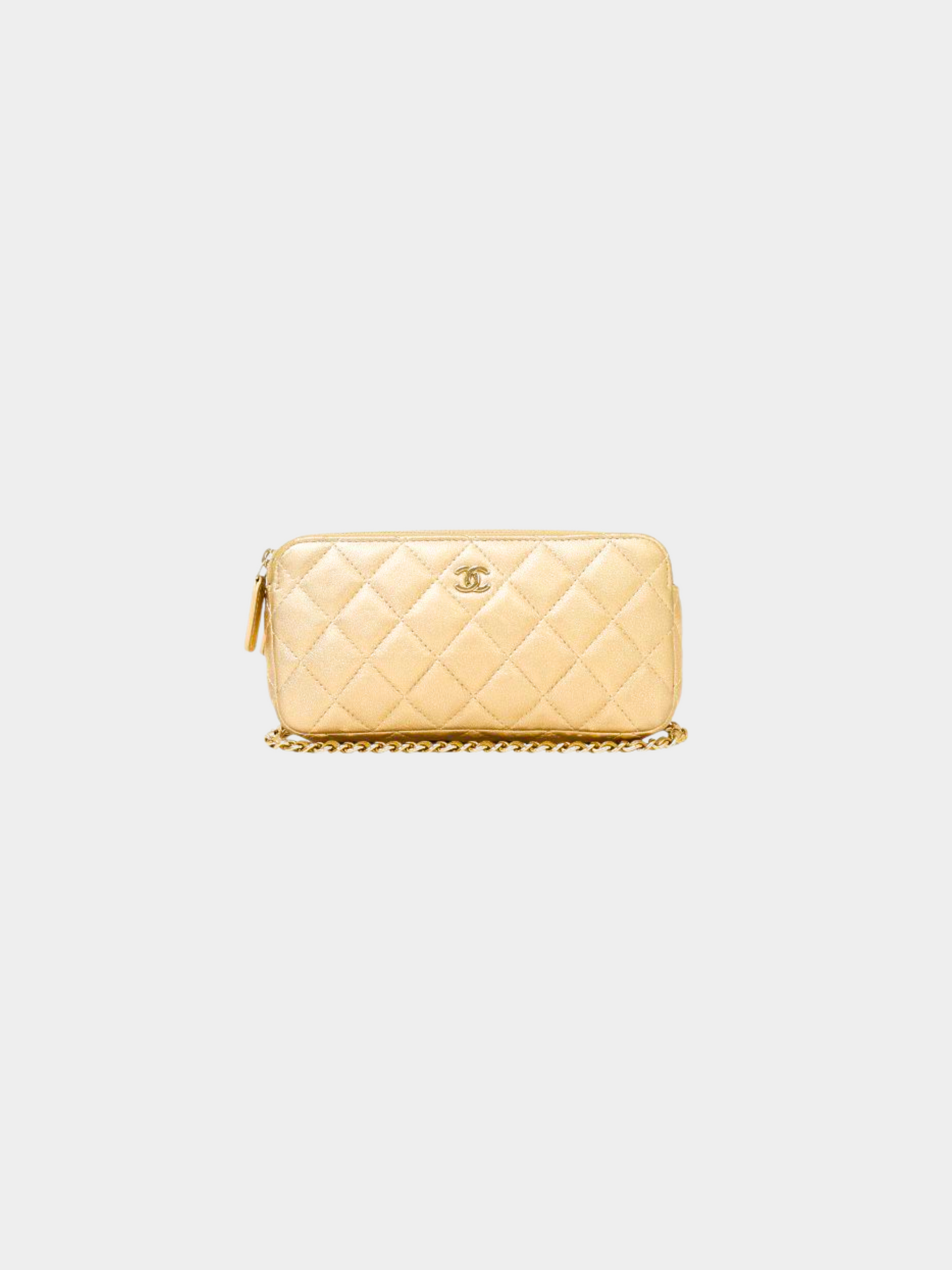 Chanel 2021 Gold Matelasse Chain Wallet