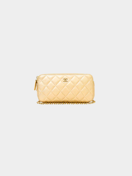 Chanel 2021 Gold Matelasse Chain Wallet