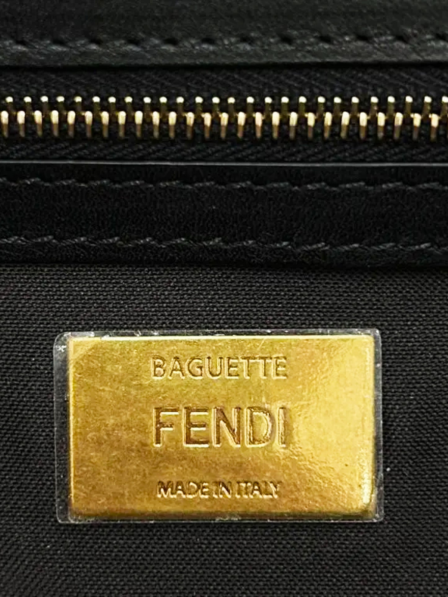 Fendi 2020s Brown Zucca Print Sheepskin Baguette