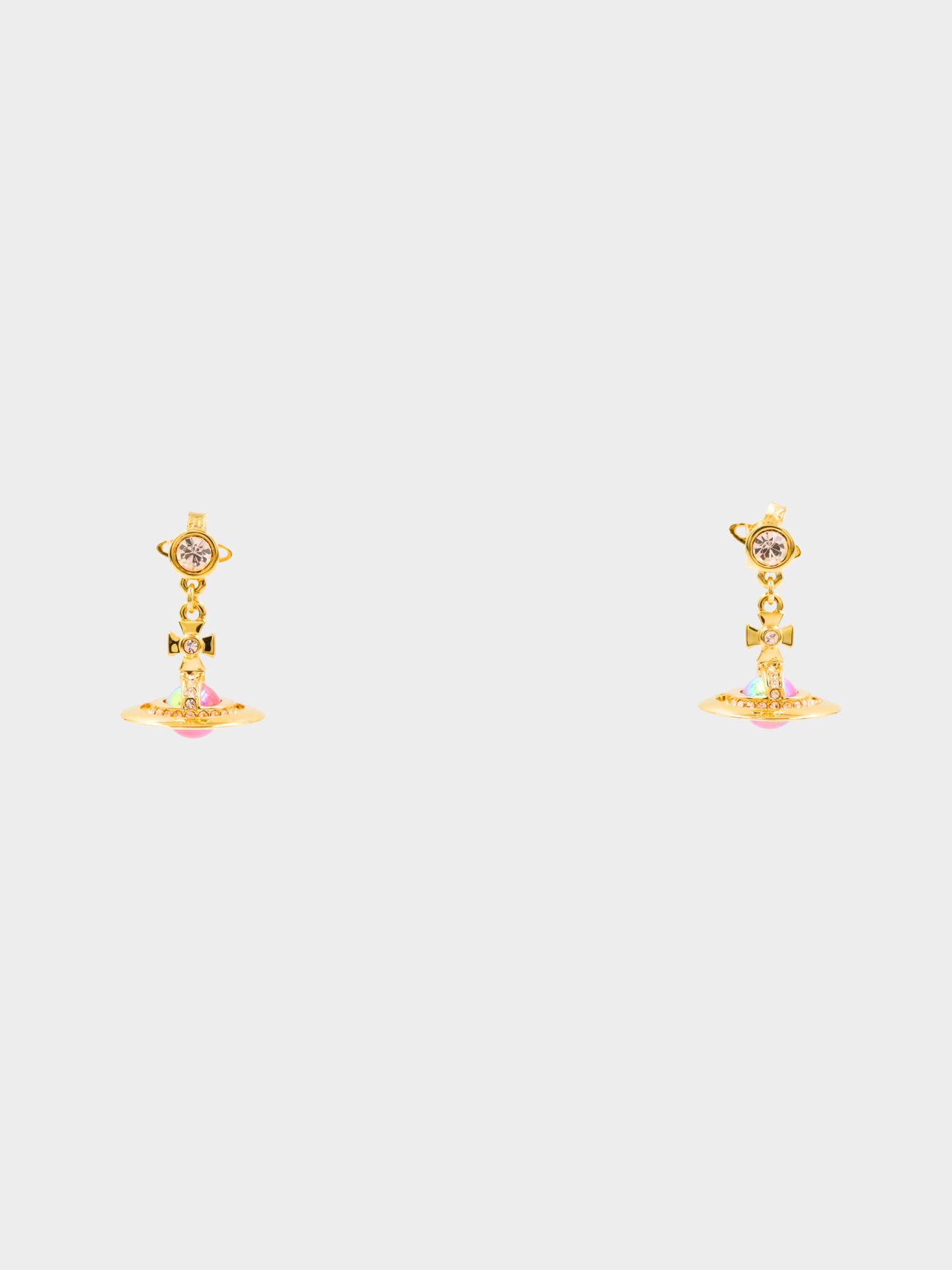 Vivienne Westwood 2000s Gold and Pink Orb Drop Earrings
