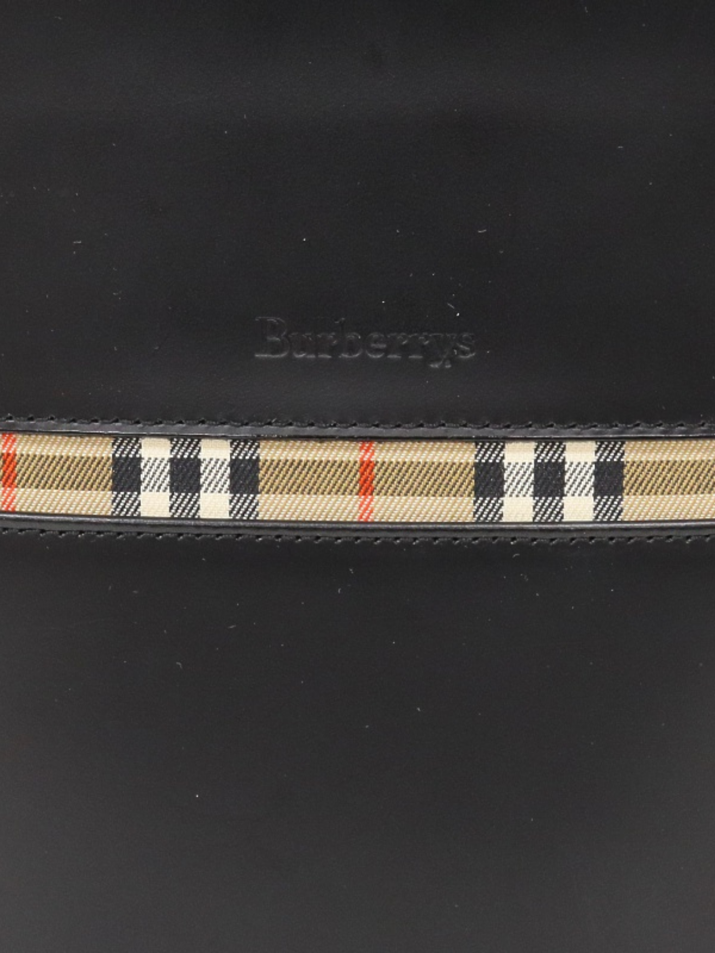 Burberry 2000s Black Leather Logo Check Tote Bag