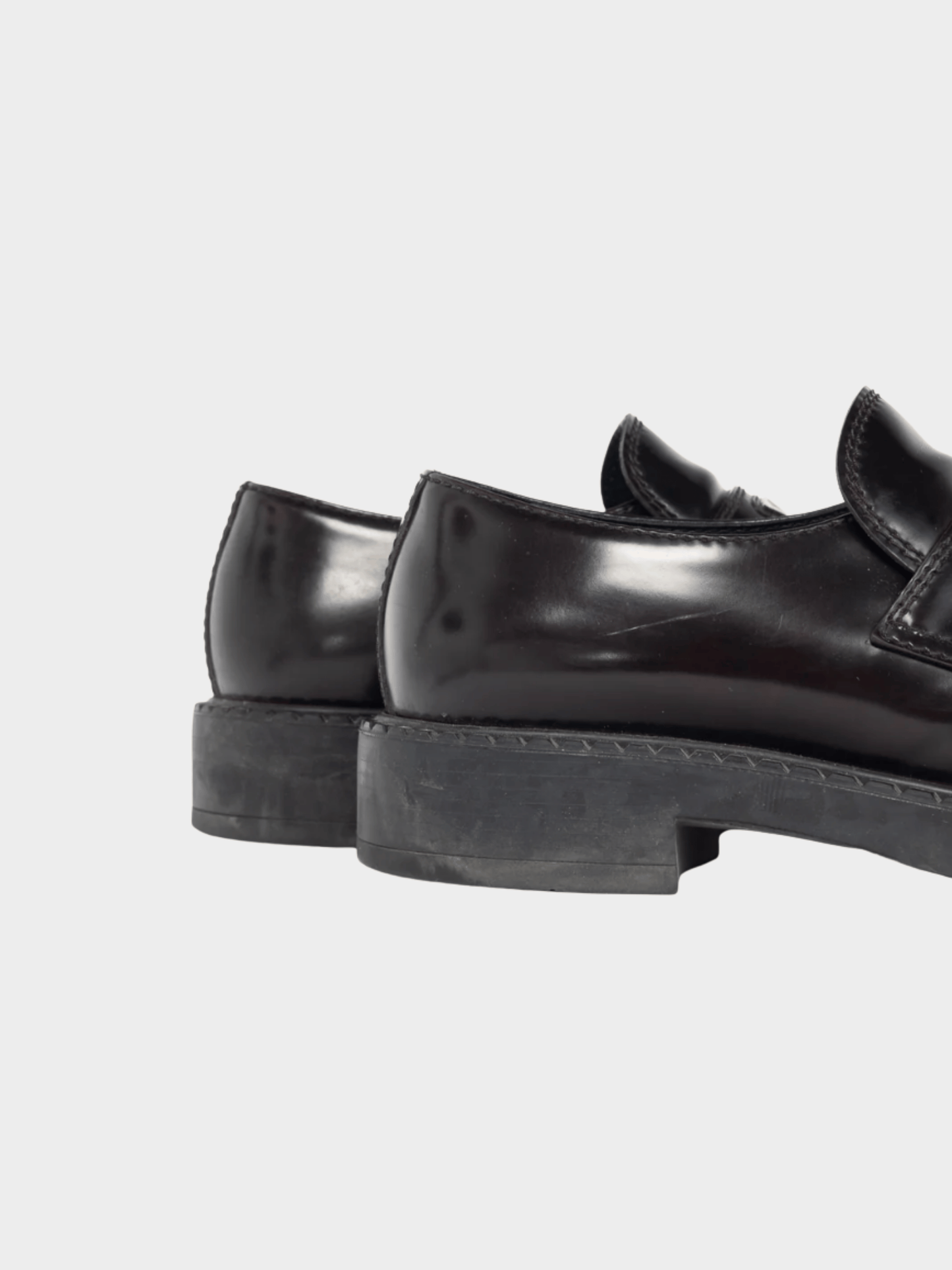 Prada 2010s Chocolate Logo-Plaque Leather Loafers