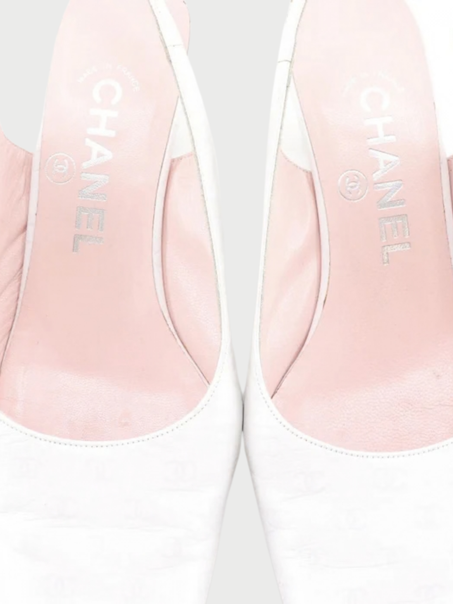 Chanel 1990s White Leather CC Backstrap Pumps