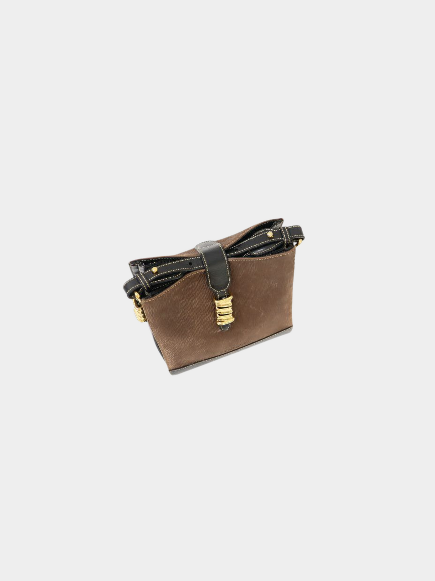Loewe 2000s Brown Black Leather Suede Velazquez Shoulder Bag
