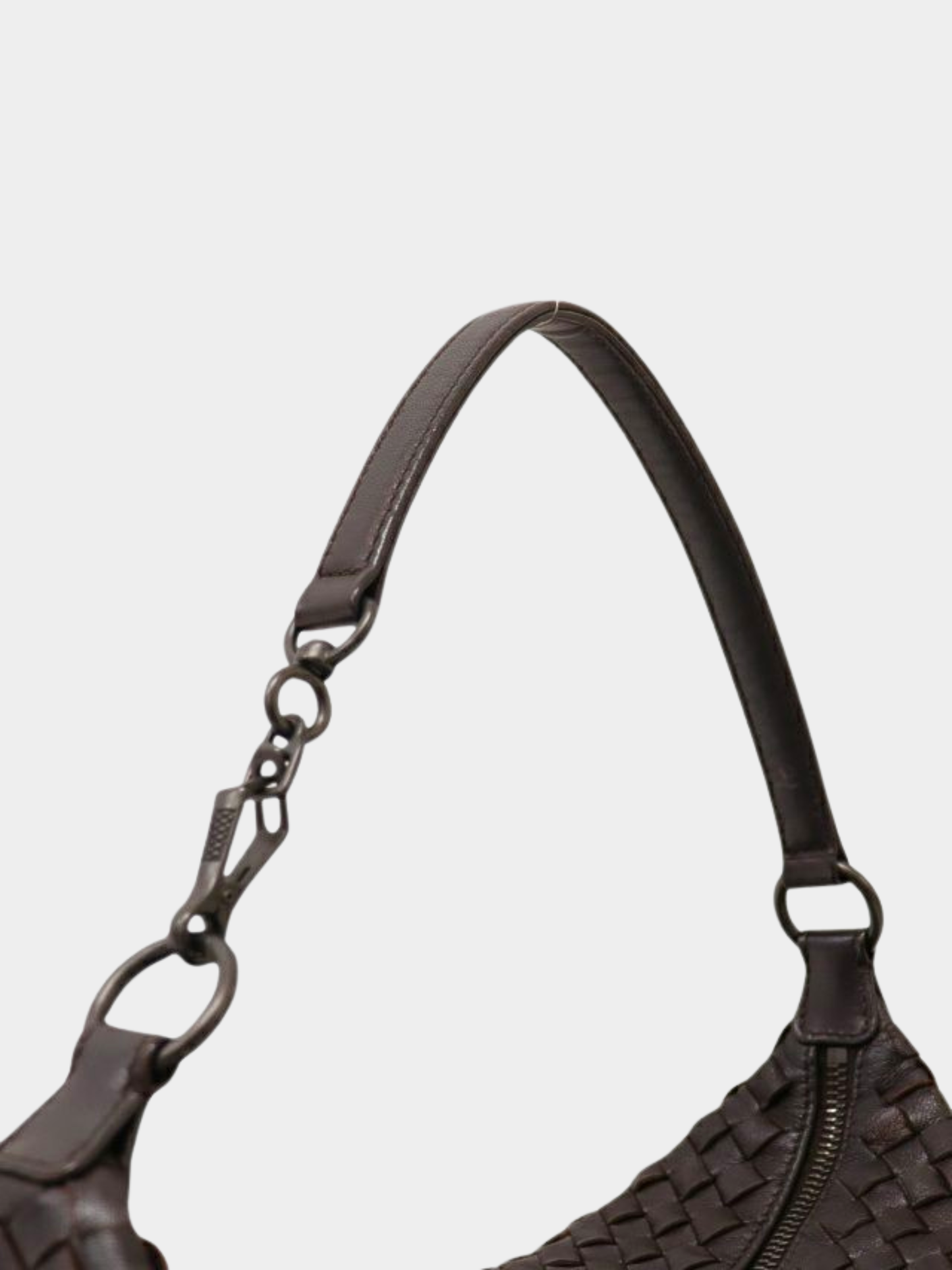 Bottega Veneta 2000s Brown Intrecciato Leather One-Shoulder Bag