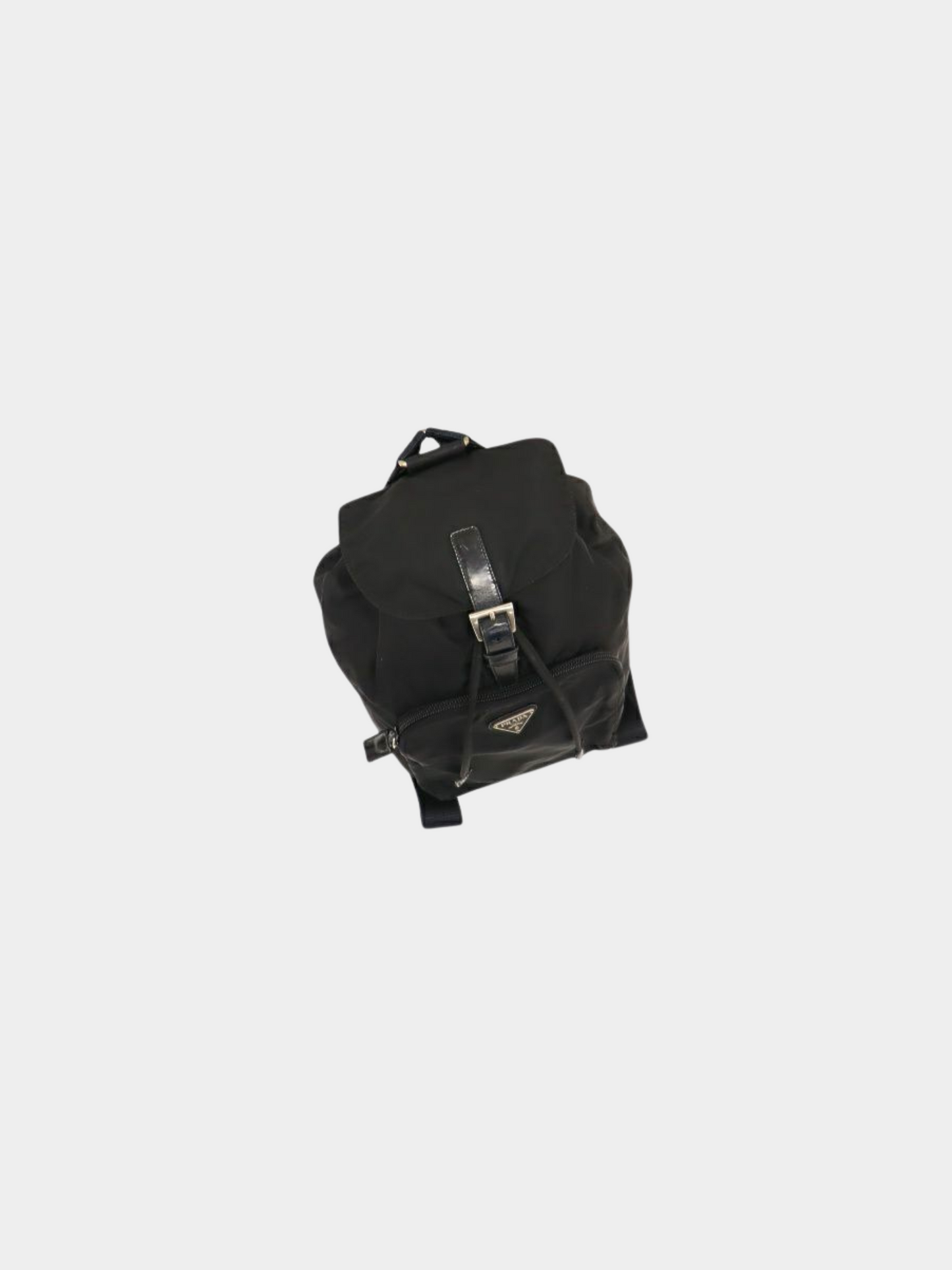 Prada 1990s Black Nylon and Leather Triangle Logo Backpack