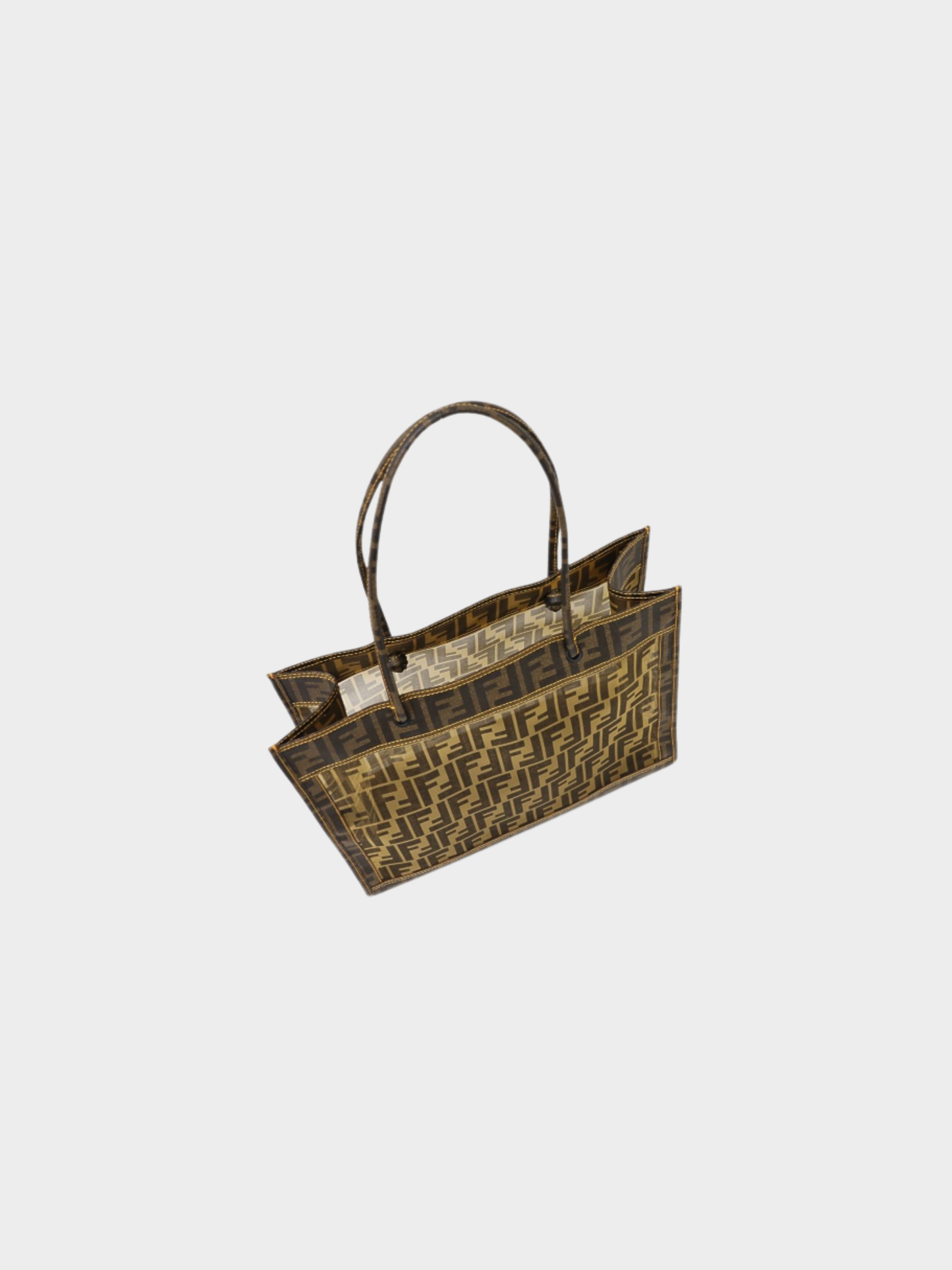 Fendi 2000s Brown Zucca Pattern Mesh Tote Bag