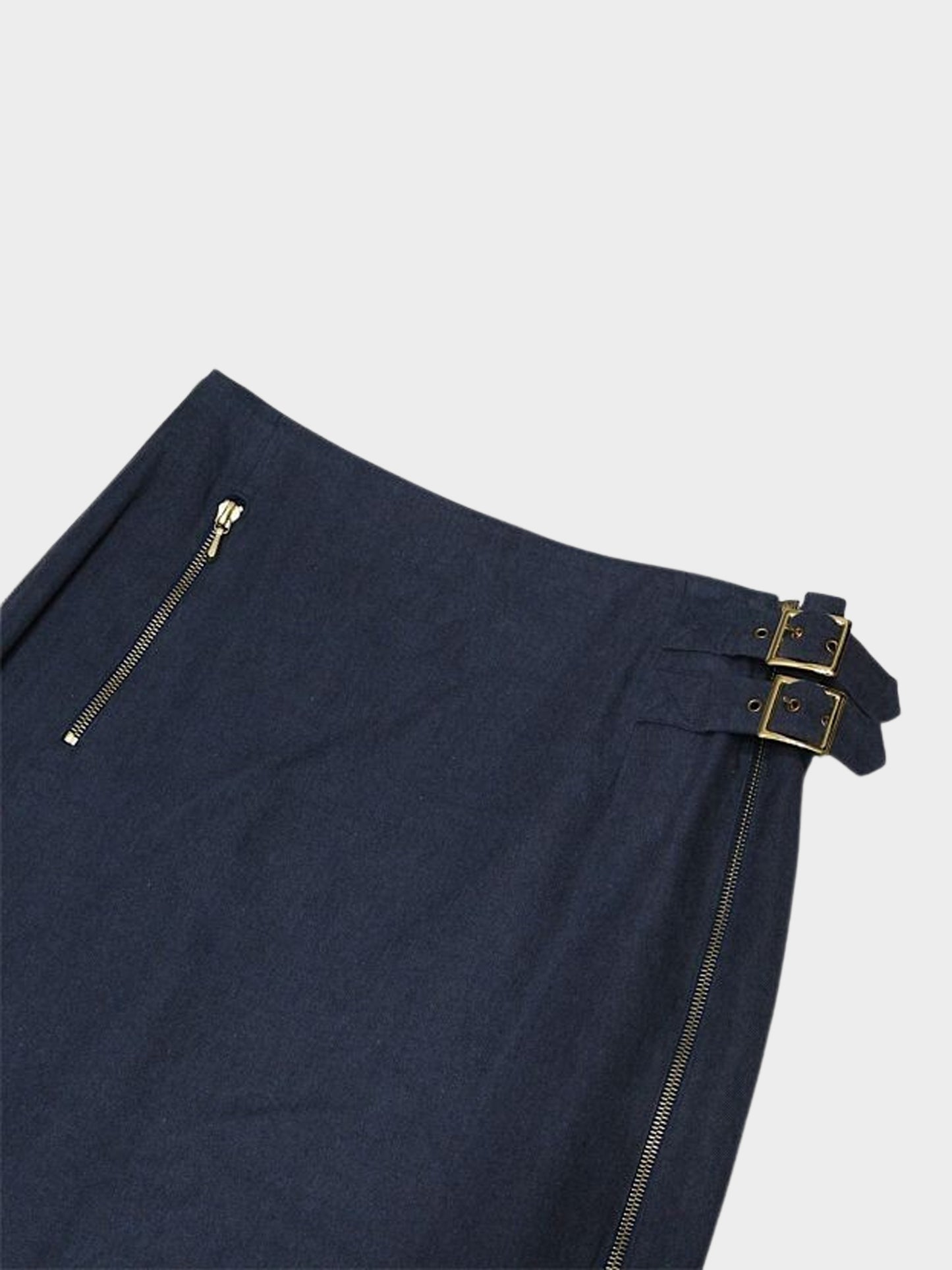 Christian Dior by John Galliano FW 2000 Navy Belted Long Zip Skirt