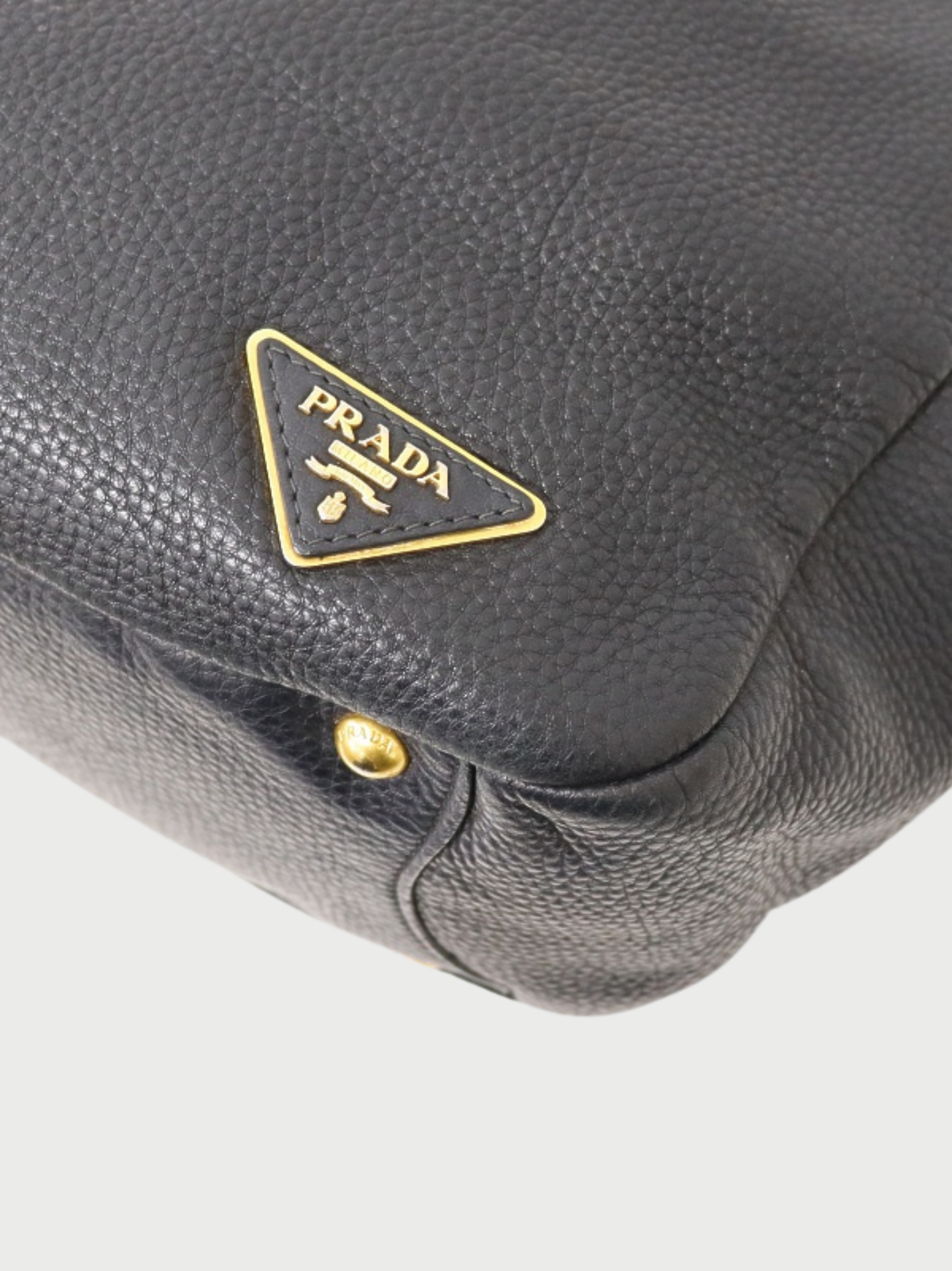 Prada 2000s Black Leather Triangle Logo One Shoulder Bag