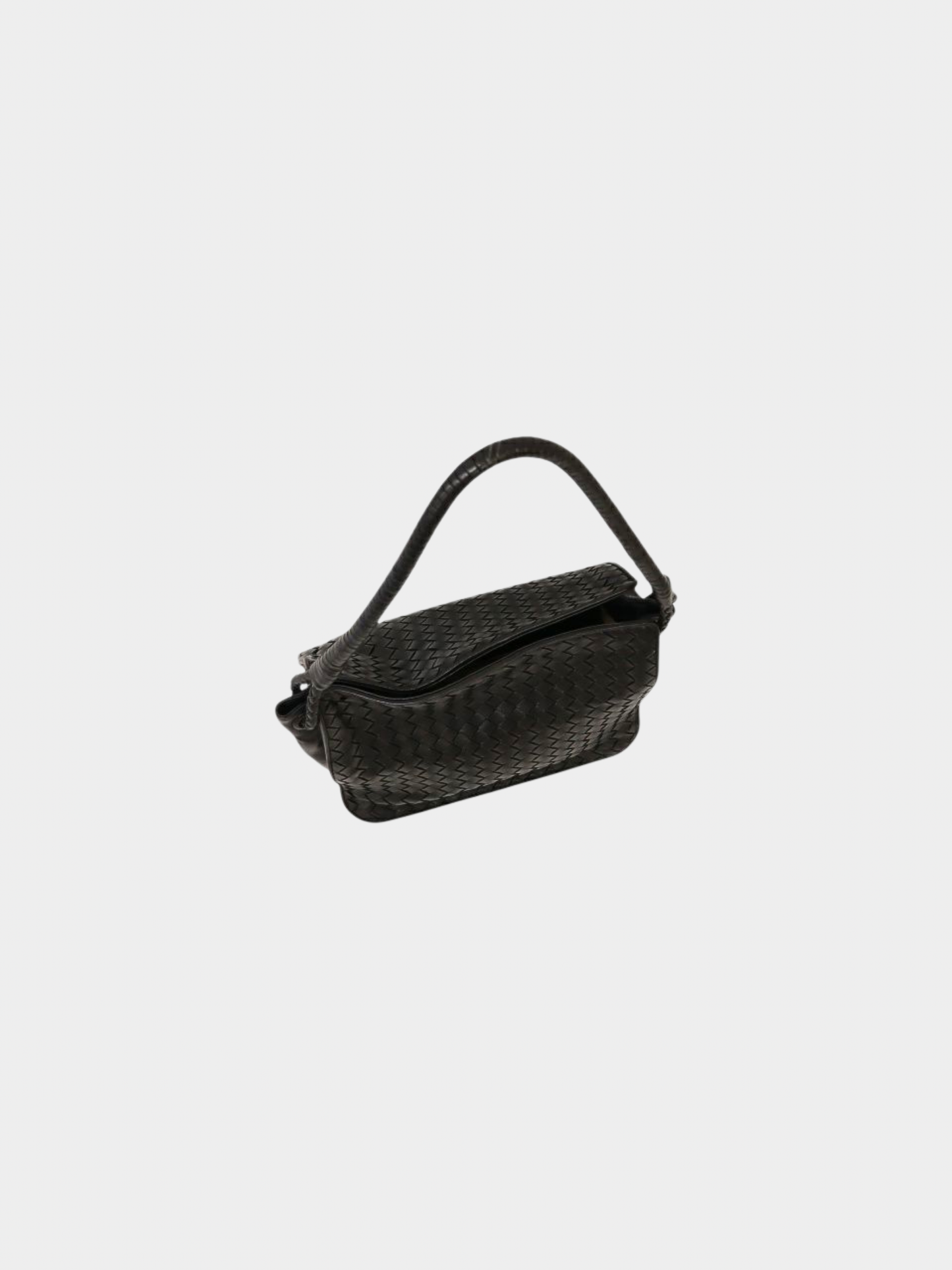 Bottega Veneta 2000s Black Intrecciato Leather One-Shoulder Bag
