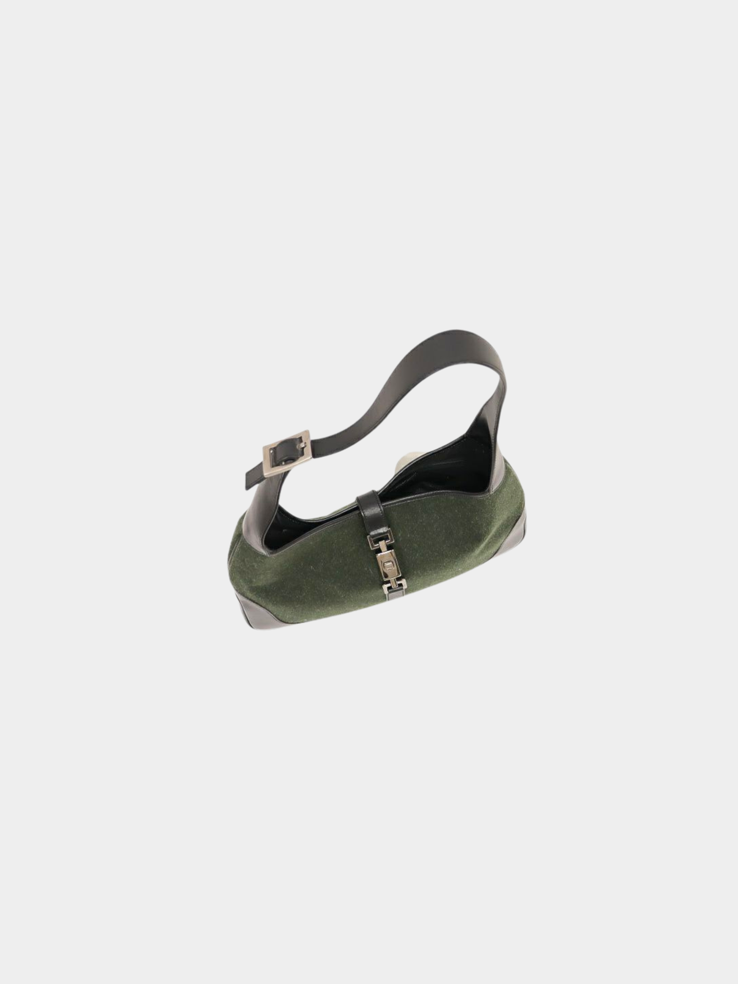 Gucci 2000s Black Khaki Wool Jackie One-Shoulder Bag