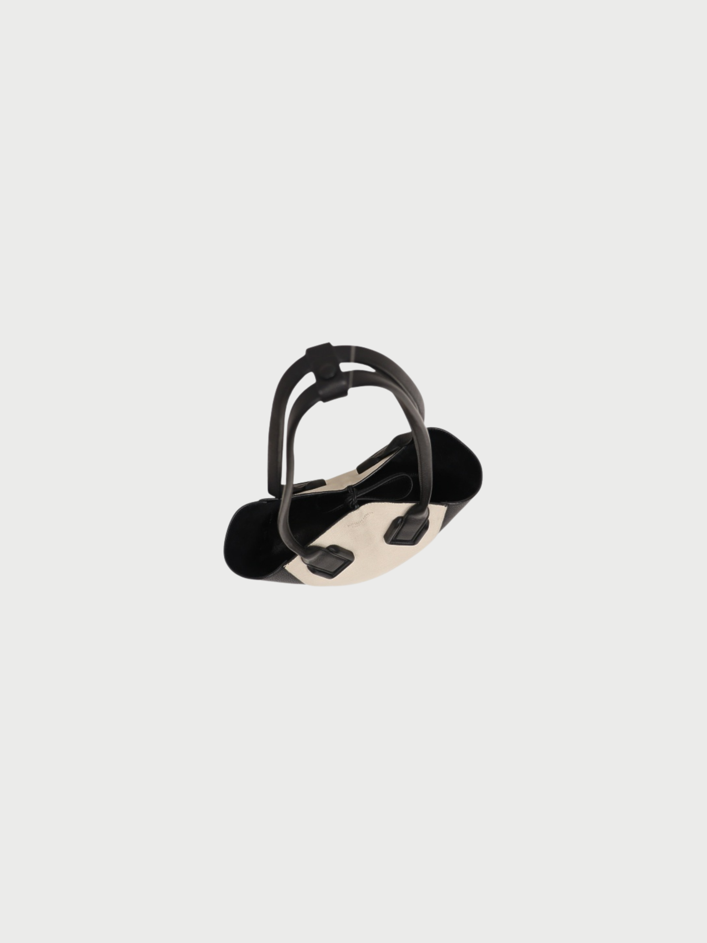 Bottega Veneta SS 2019 Ivory Black Canvas Leather Small Basket Bag