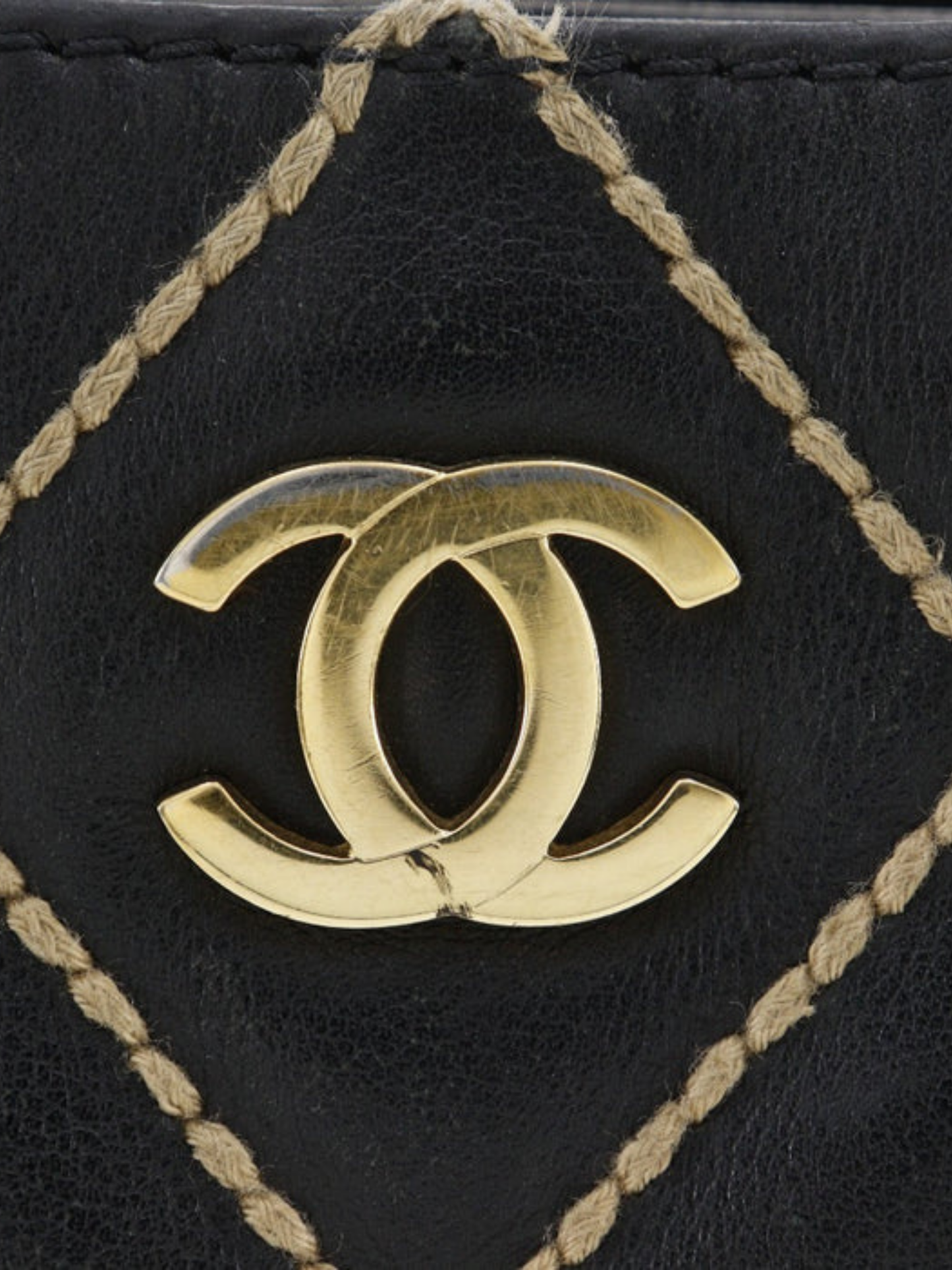 Chanel 2002 Black Calfskin Wild Stitch Handbag