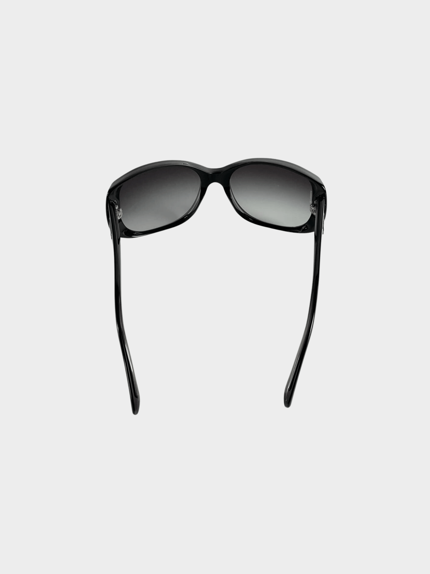 Chanel 2000s Black Frame Gradient Tint CC Logo Sunglasses