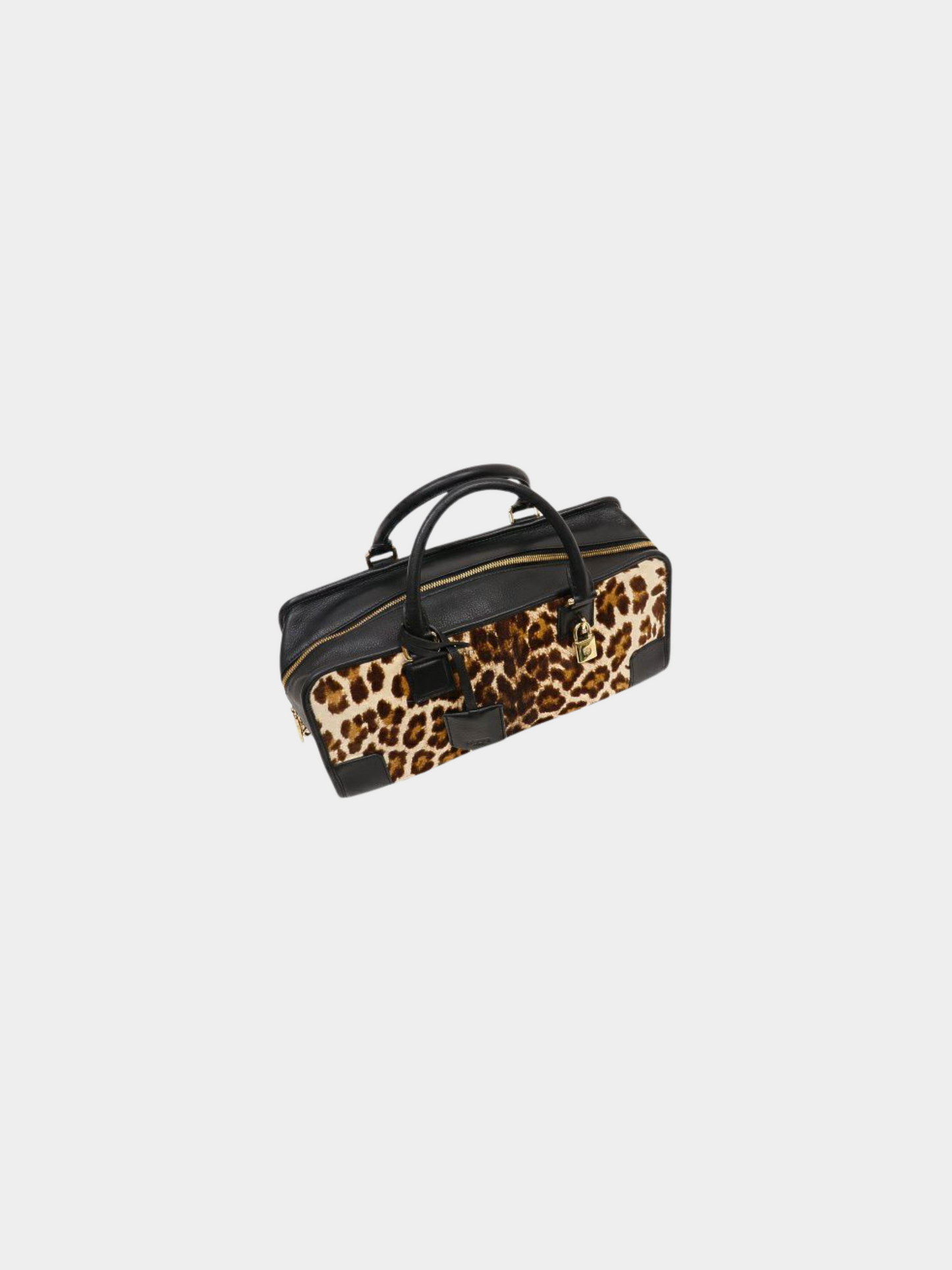 Loewe 2000s Black and Leopard Leather Pony Hair Amazona 36 Bag