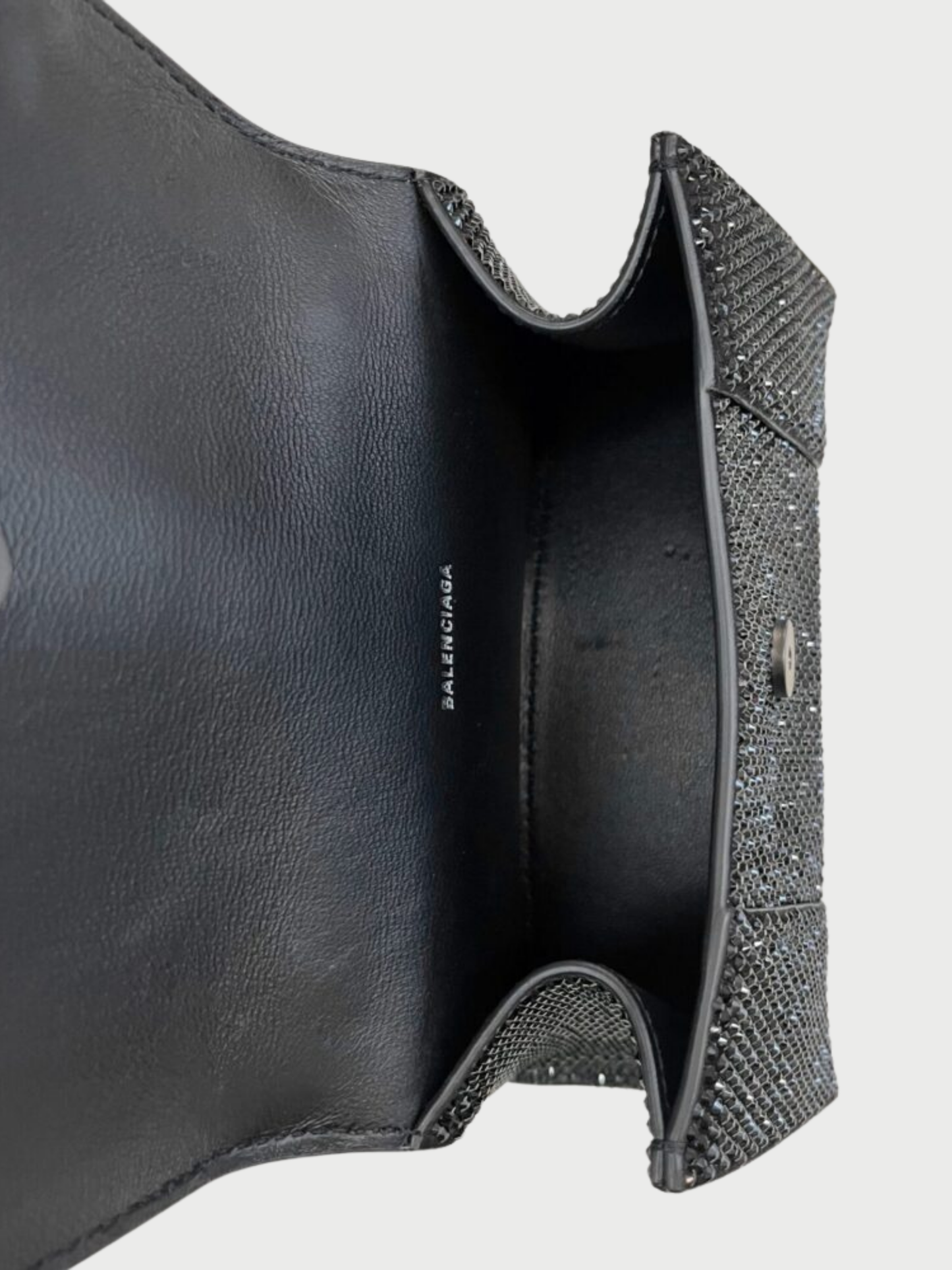 Balenciaga 2022 Black Crystal Suede XS Hourglass Bag