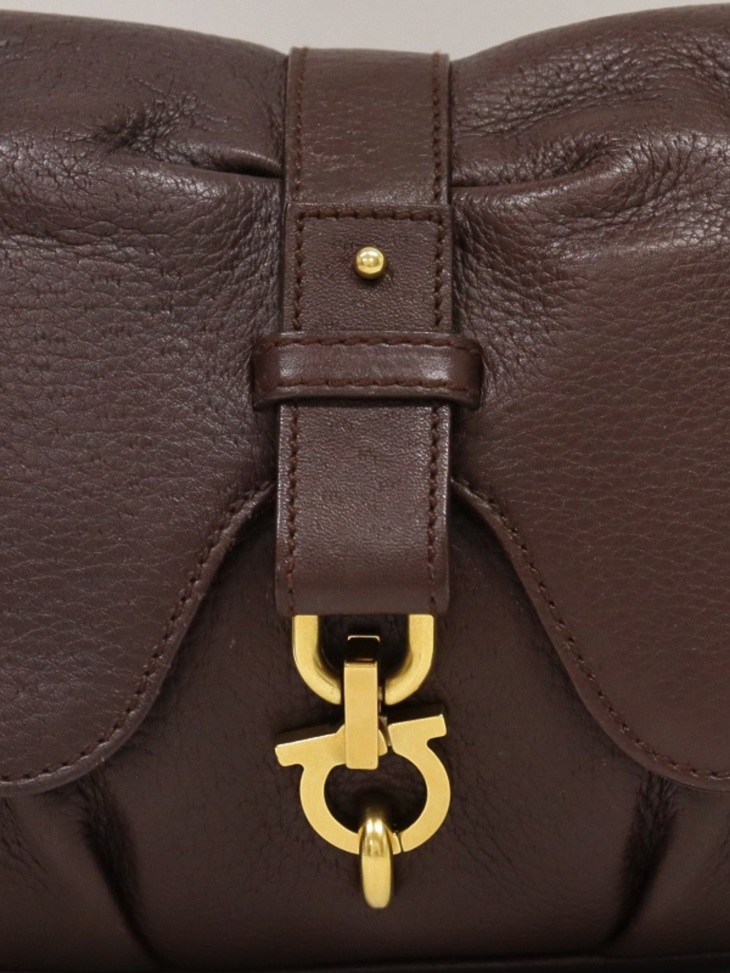 Salvatore Ferragamo 2000s Brown Leather Gancini Hardware One-Shoulder Bag