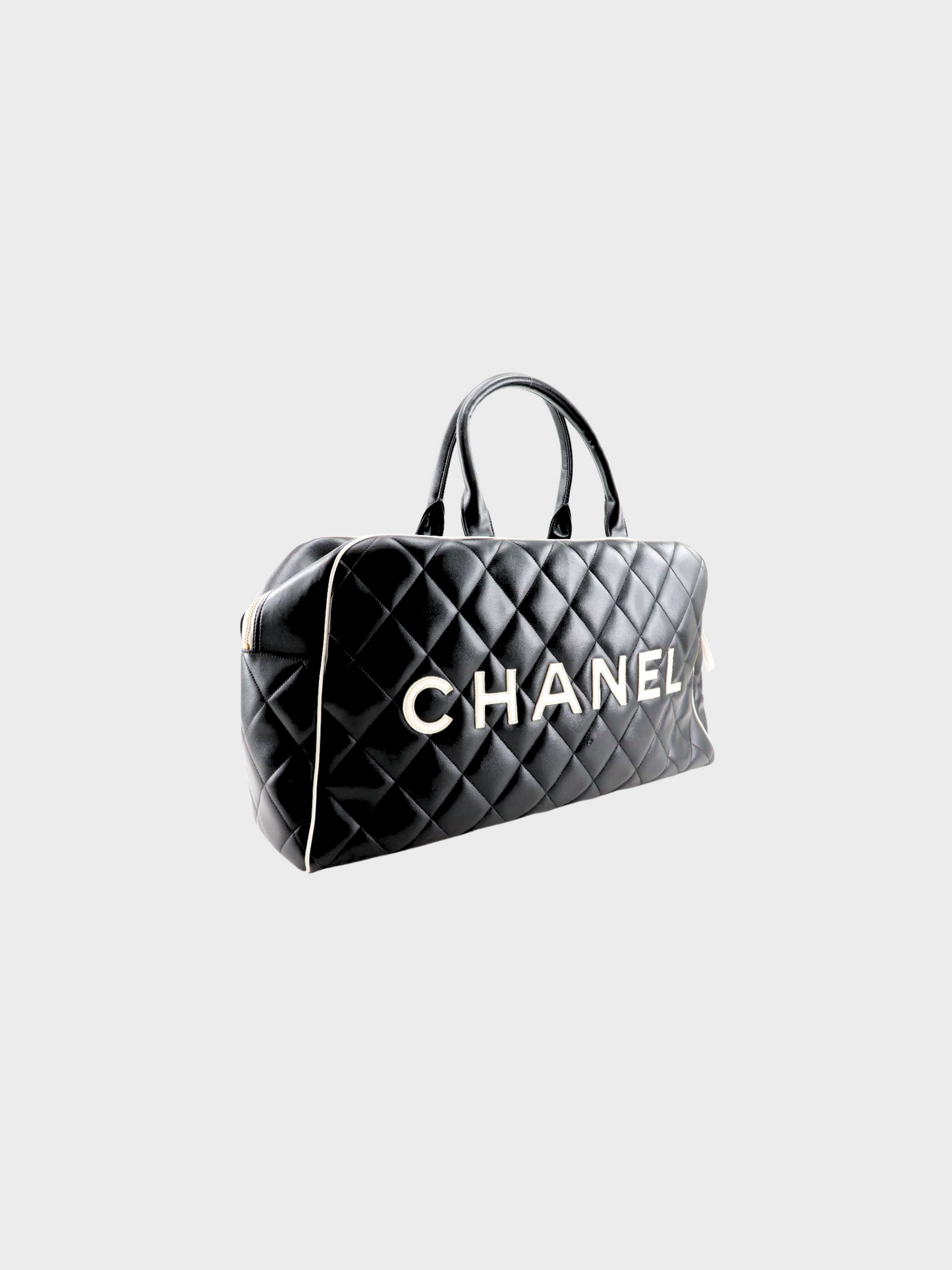 Chanel 1994 Black Matelasse Quilted Boston Bag